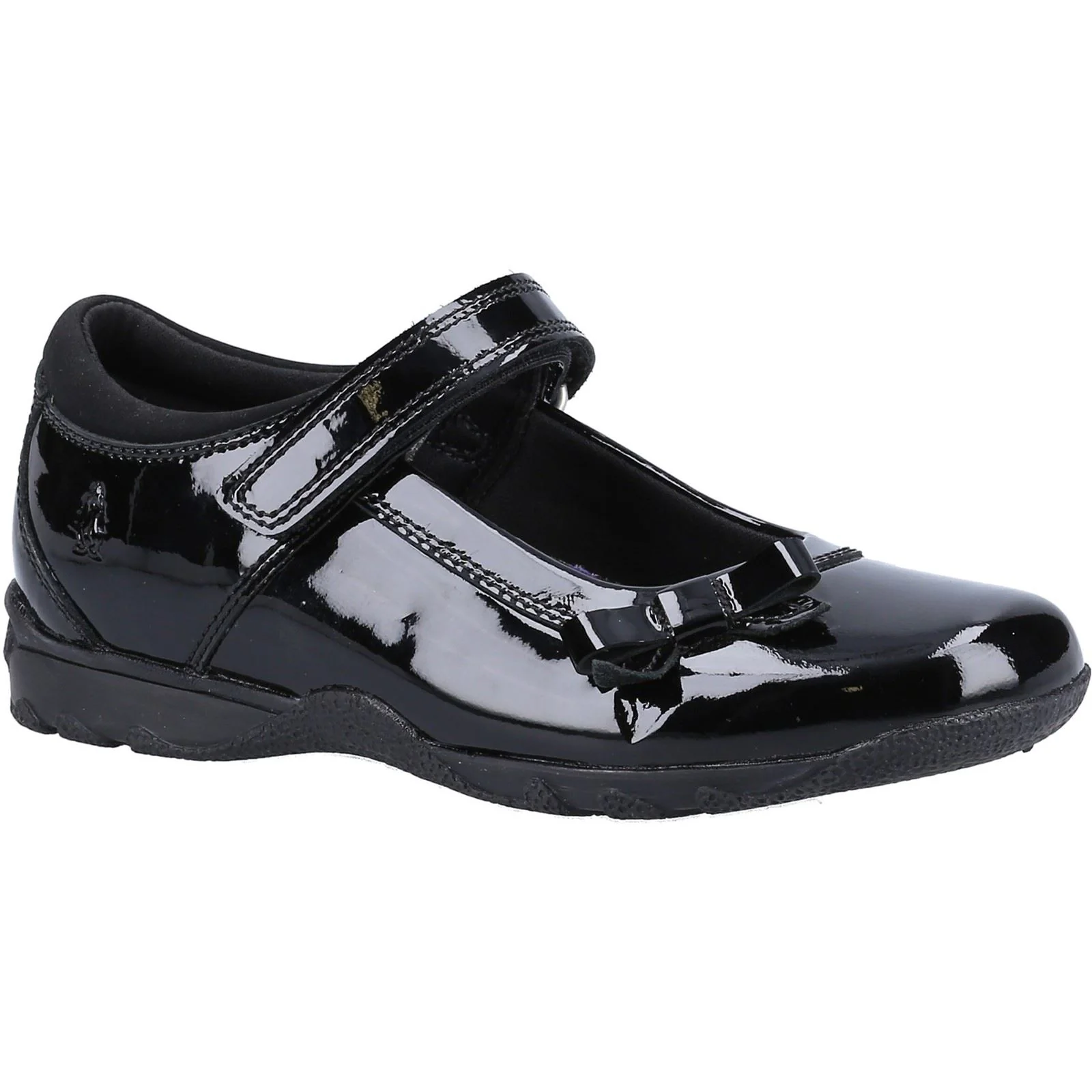 Hush Puppies Carrie Junior Girls Black Leather Shoes