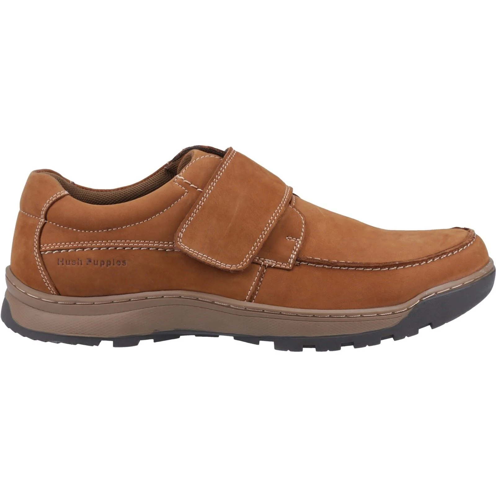 Hush Puppies Men's Casper Touch Fastening Shoes in Tan Nubuck - Image 5