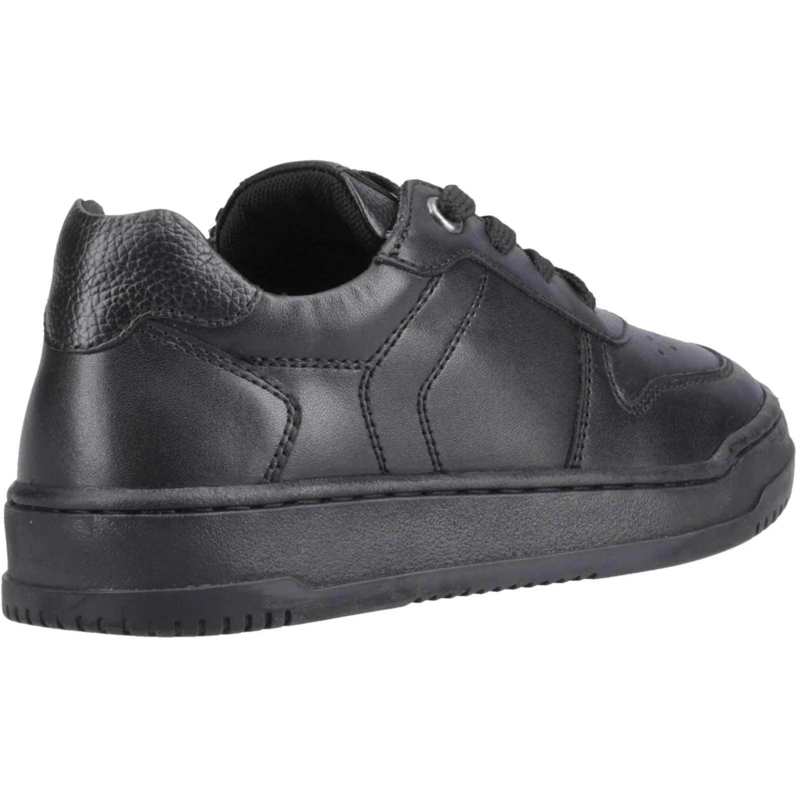 Hush Puppies Dougie Leather Junior Black Trainers - Image 2
