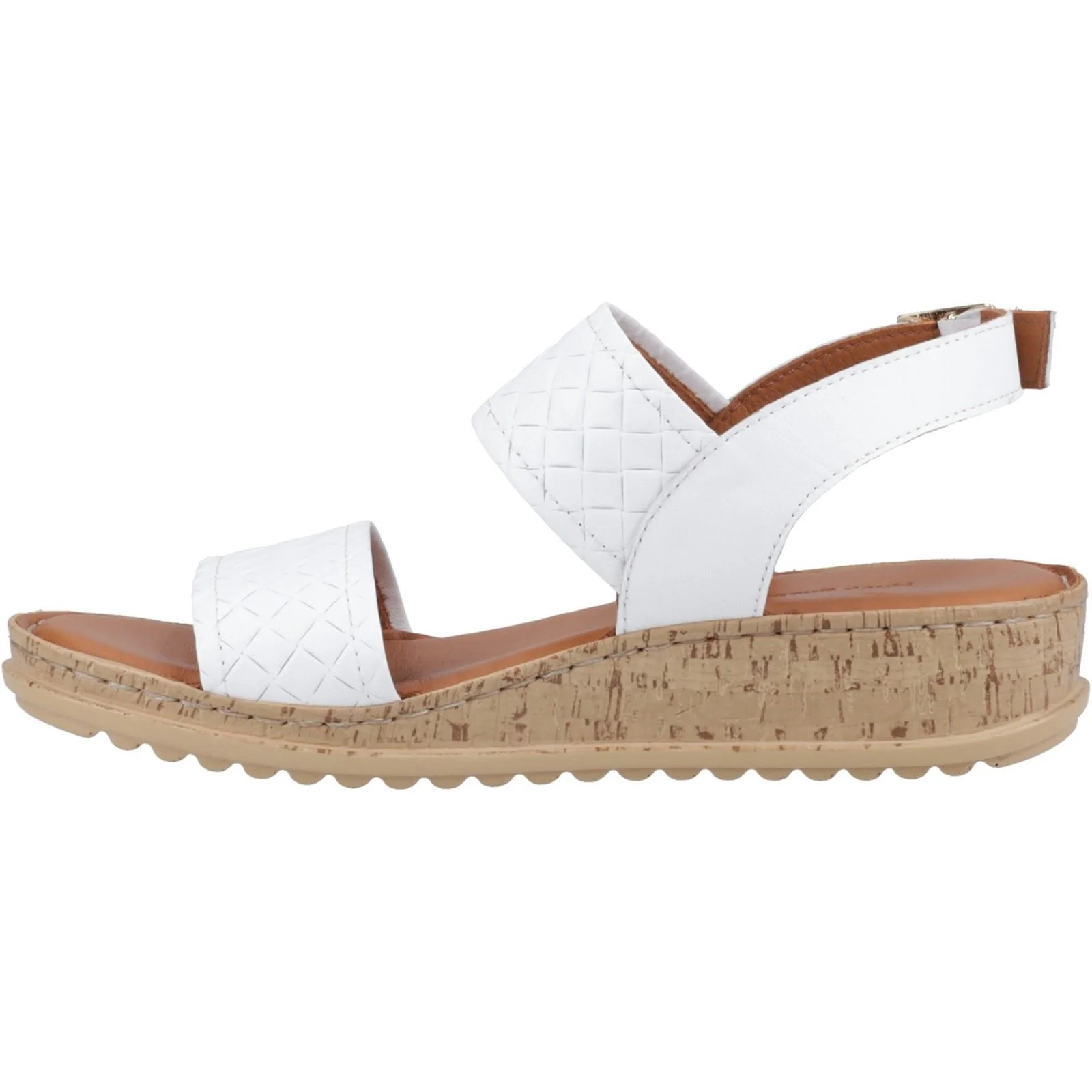 Hush Puppies Ebony Wide Fit Leather Women's White Sandals - Image 4