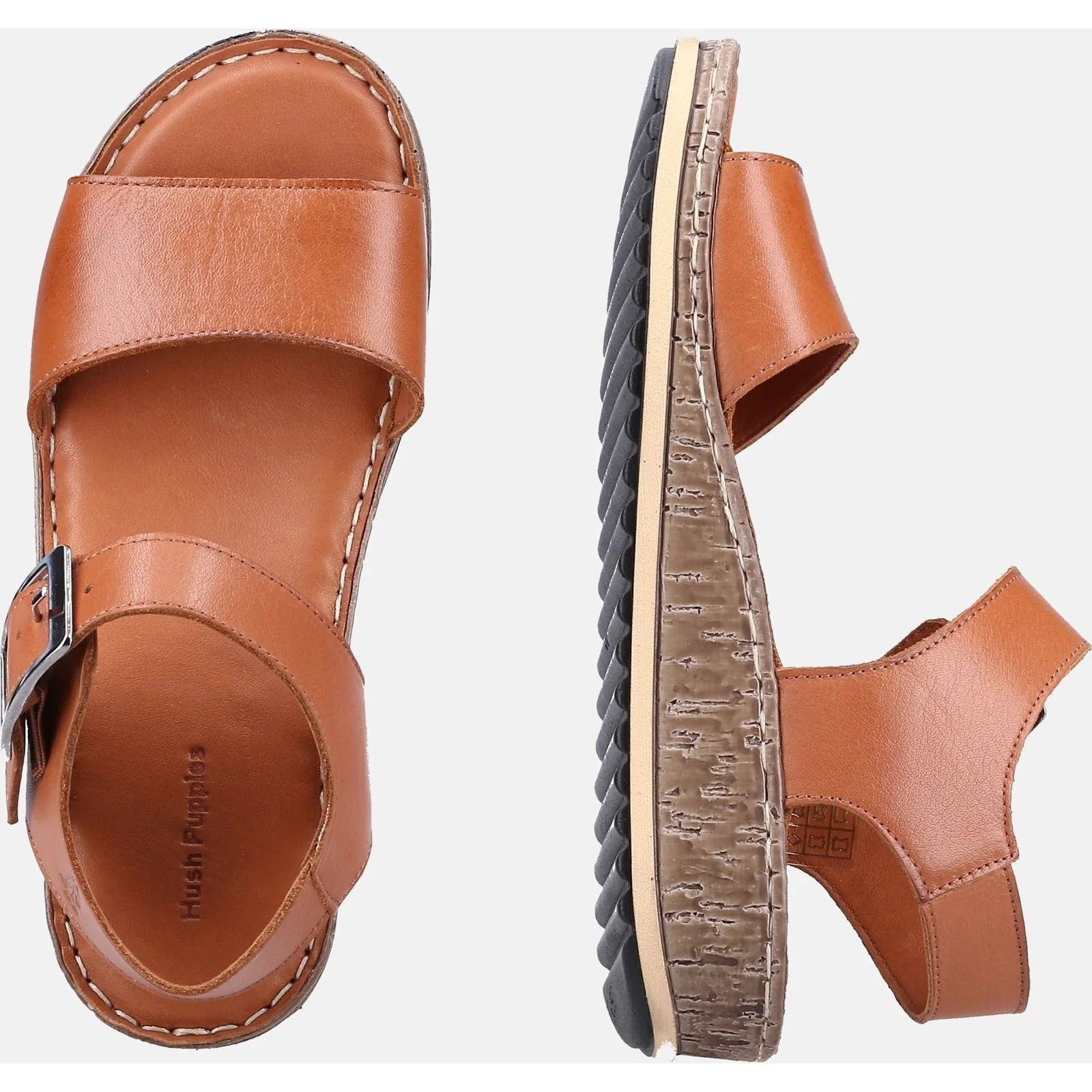 Hush Puppies Ellie Leather Women's Tan Sandals - Image 6