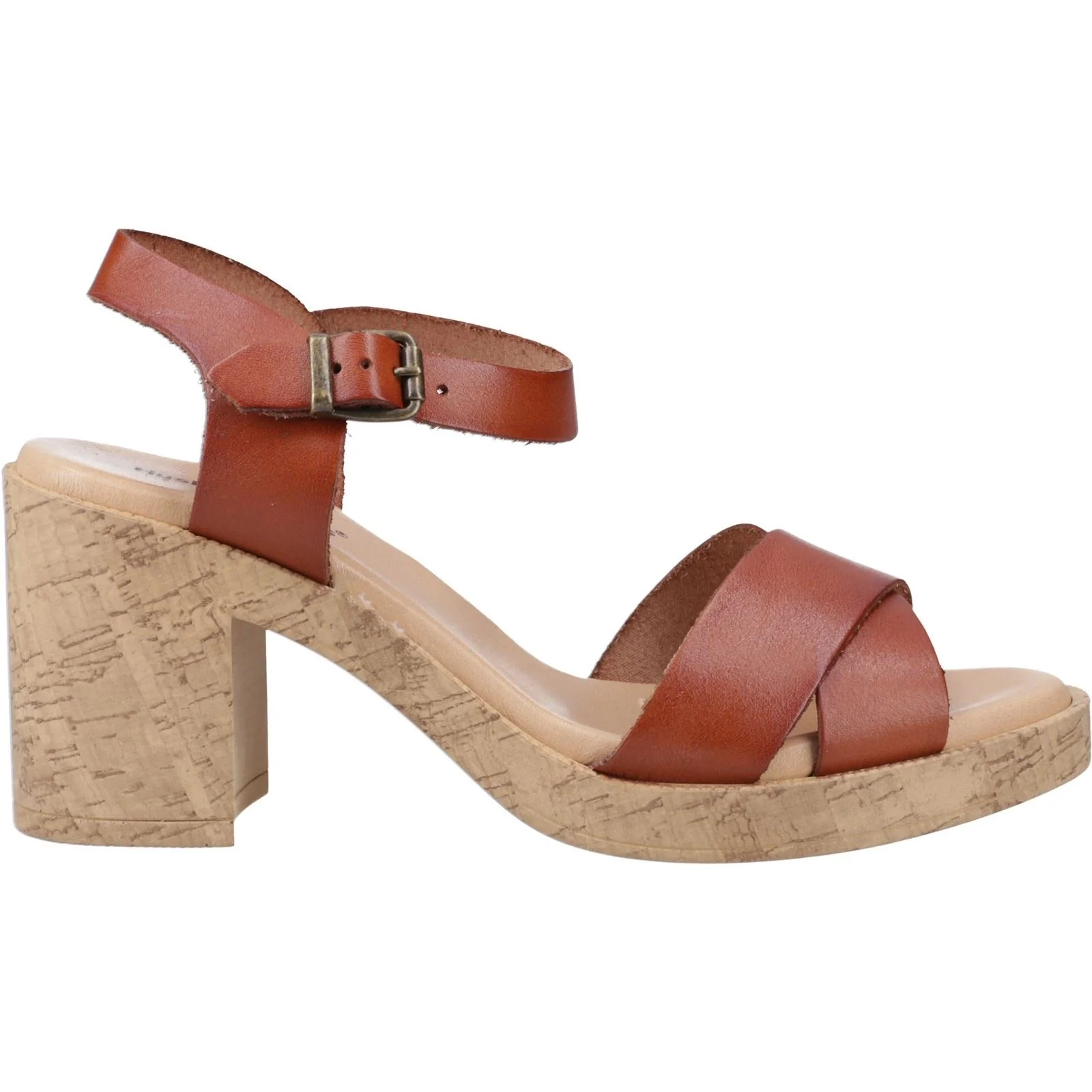 Hush Puppies Georgia Cork Leather Women's Tan Sandals - Image 5