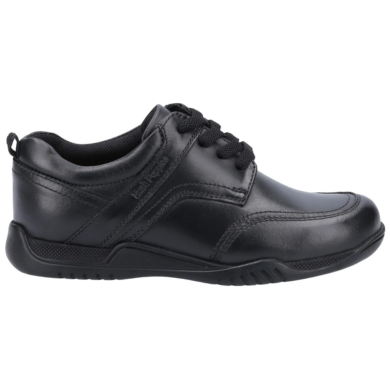 Hush Puppies Harvey Youth Boys Black Leather Lace-Up Shoes - Image 4