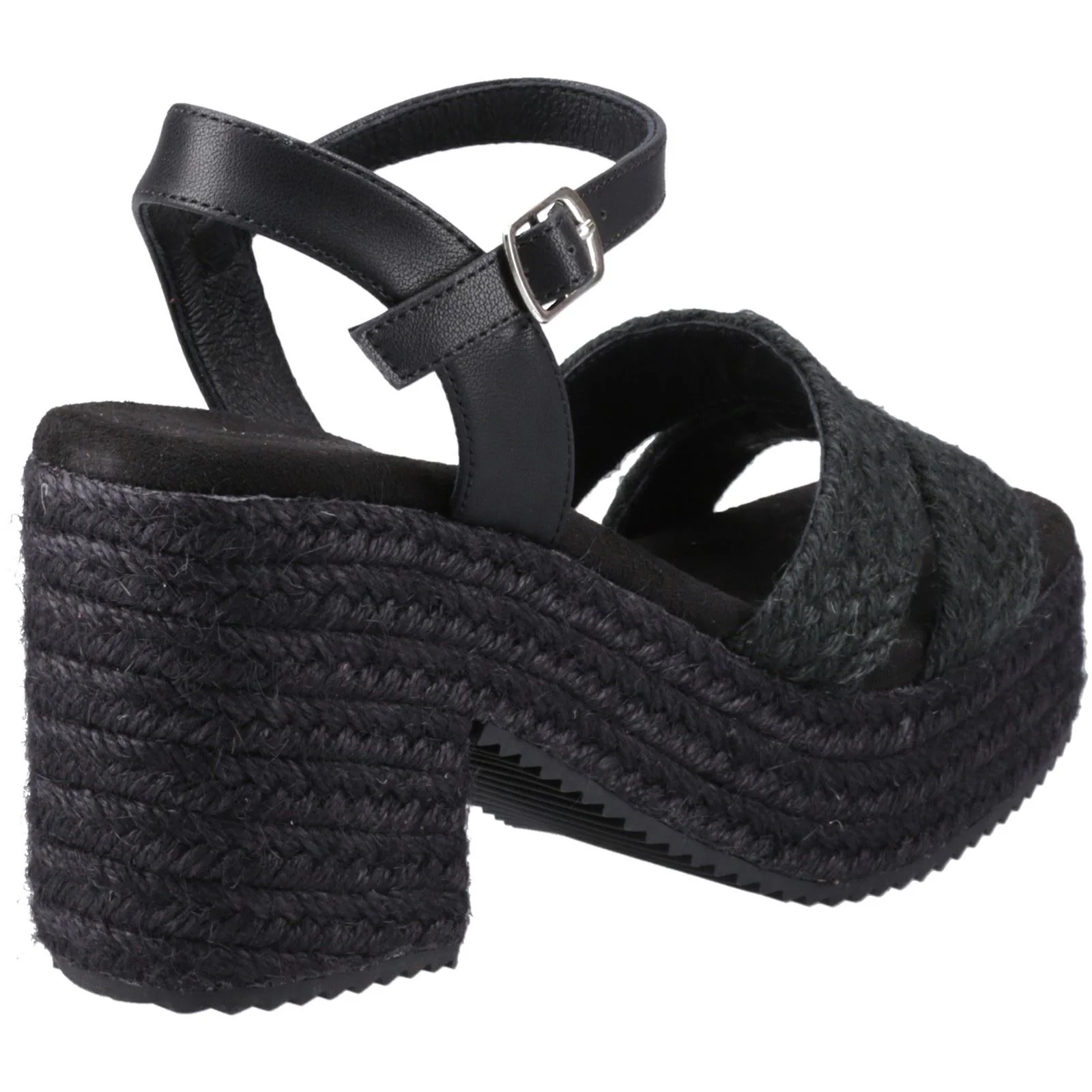 Hush Puppies Jamelia Espadrille Heel Textile Women's Black Sandals - Image 2
