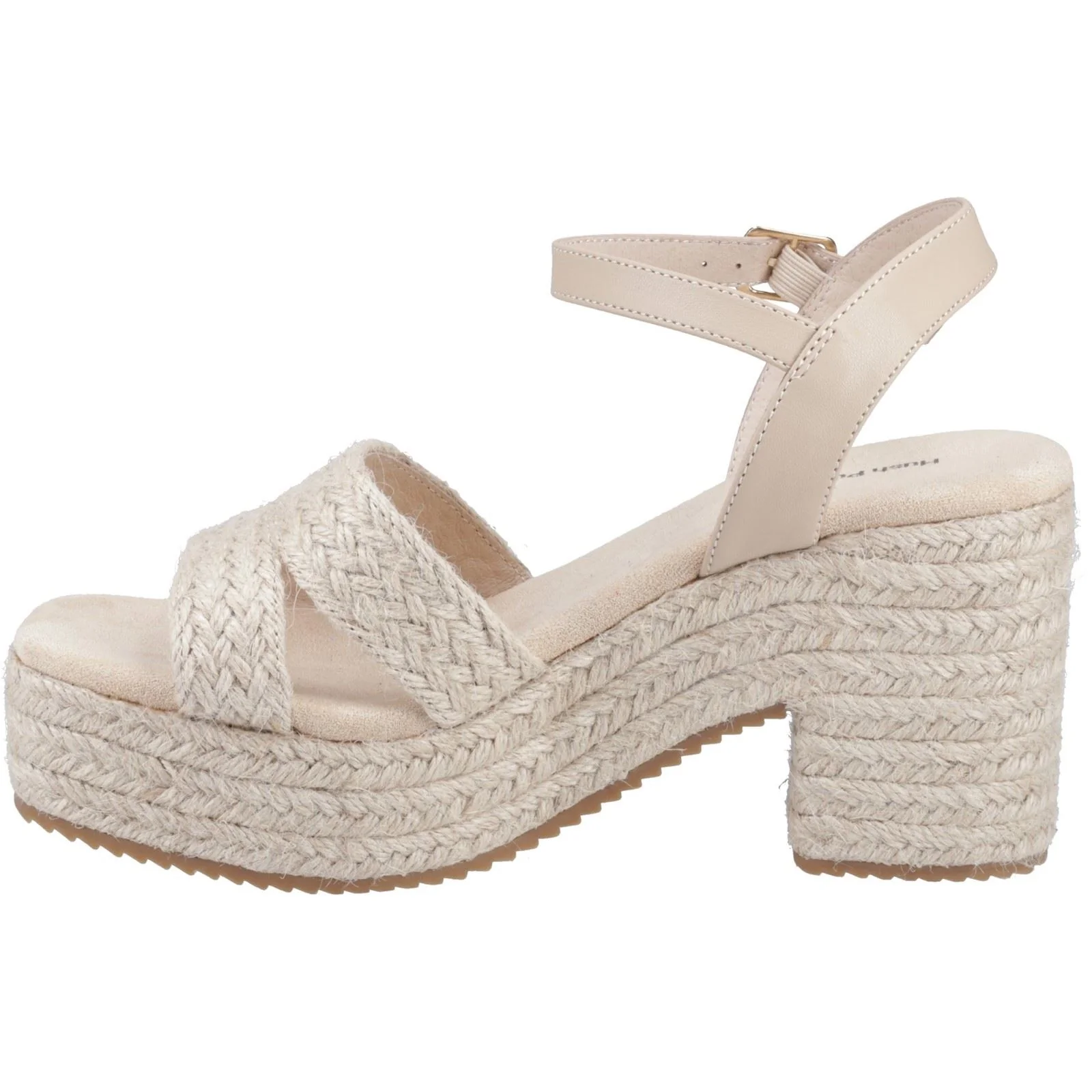 Hush Puppies Jamelia Espadrille Heel Textile Women's Nude Sandals - Image 4
