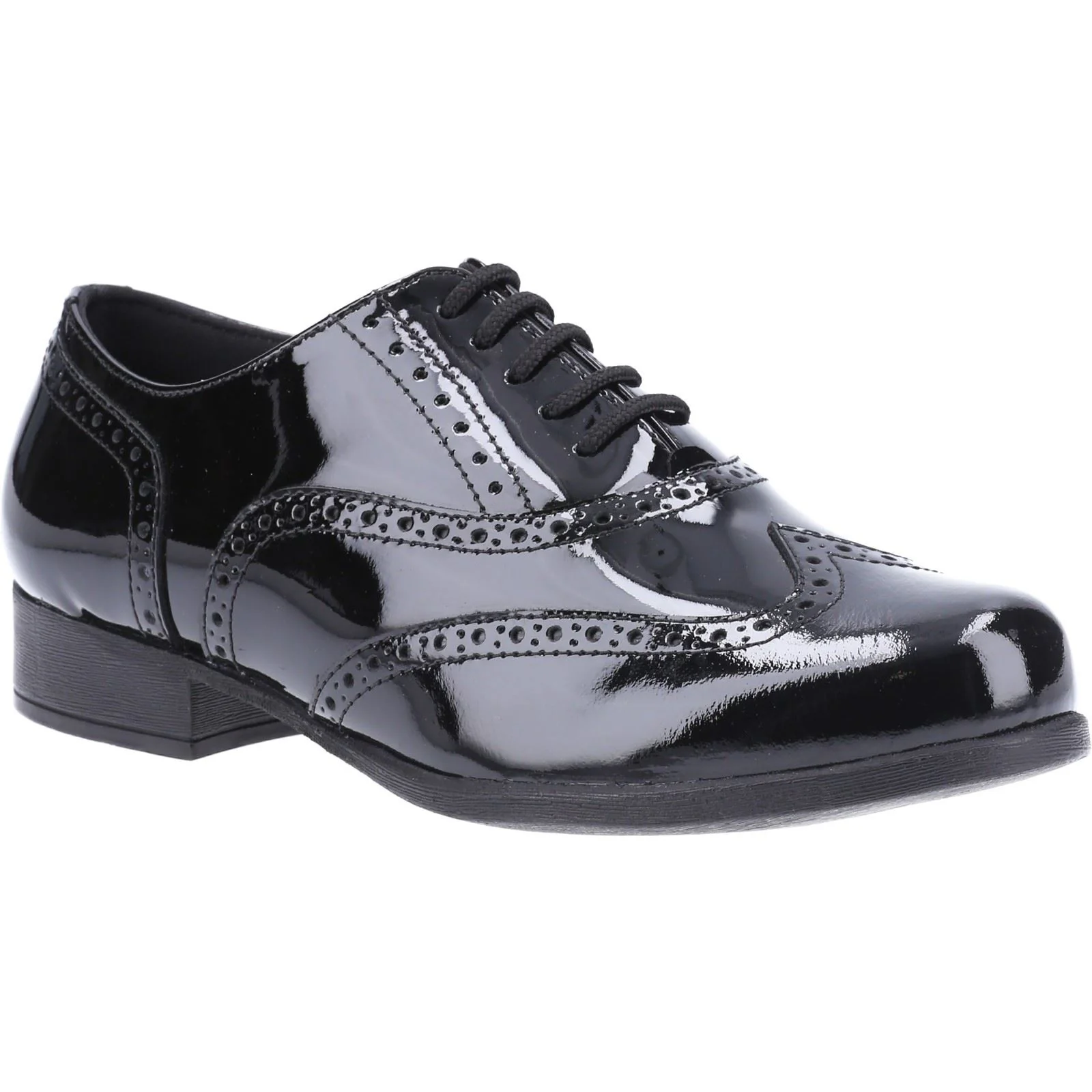 Hush Puppies Kada Patent Leather Black Brogues
