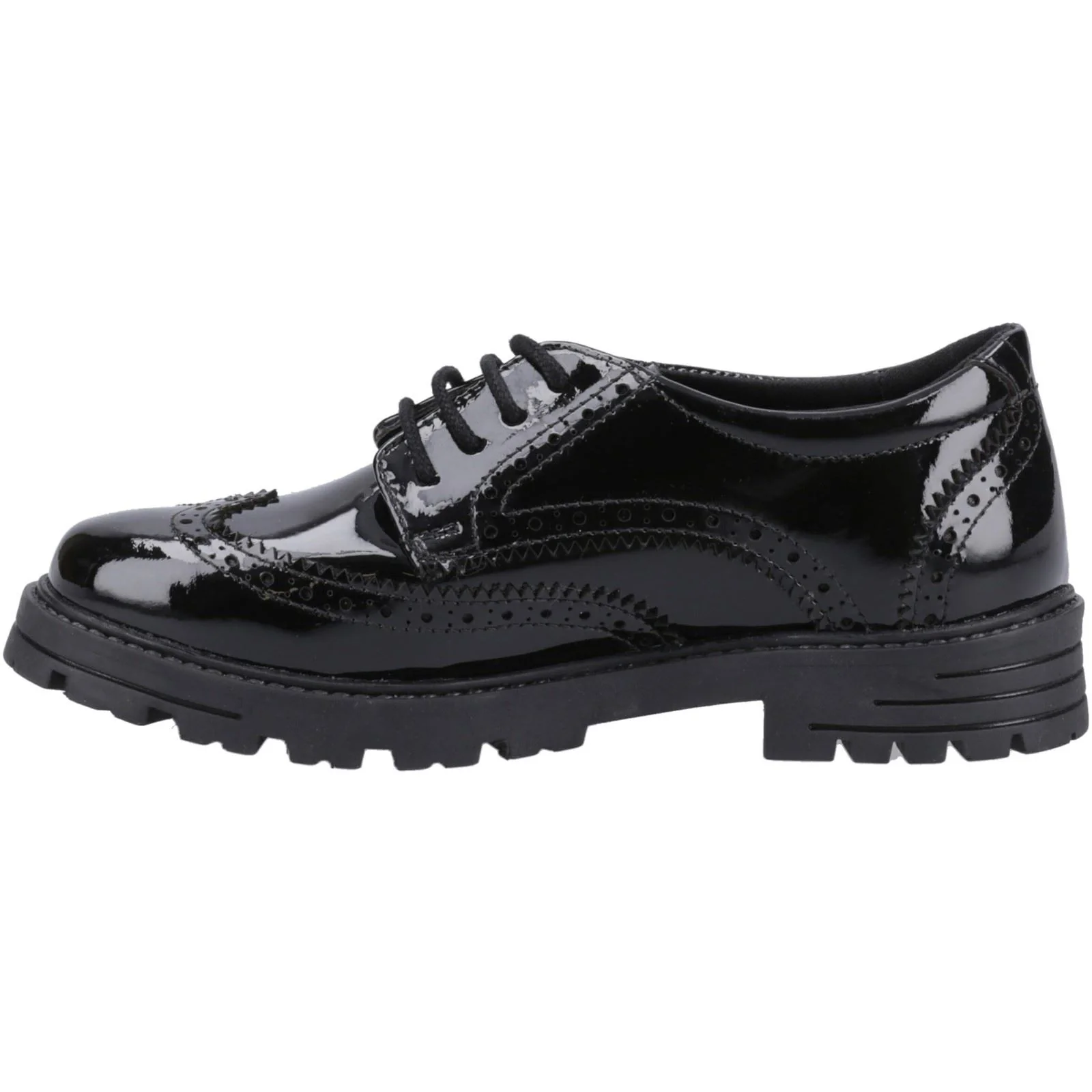 Hush Puppies Maxine Patent Leather Junior Black Brogues - Image 4