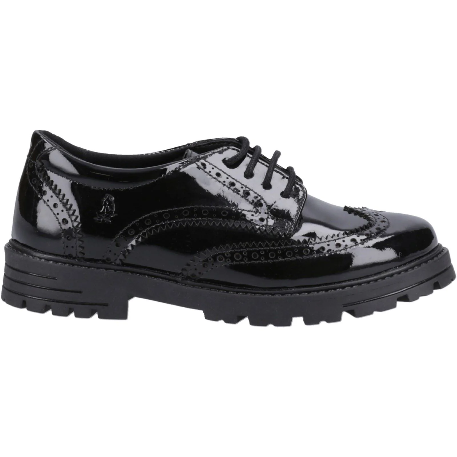 Hush Puppies Maxine Patent Leather Junior Black Brogues - Image 5