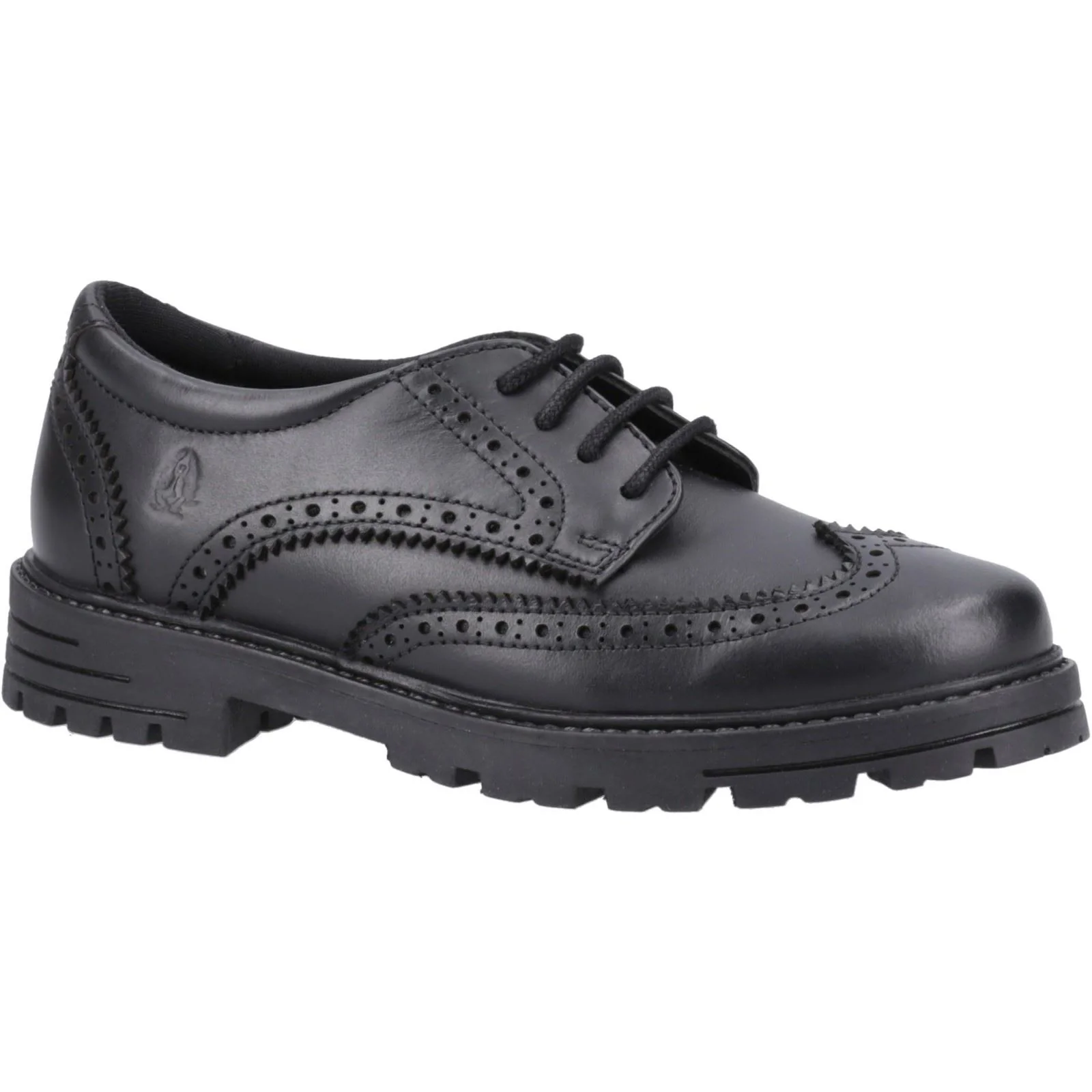 Hush Puppies Maxine Leather Youth Black Brogues