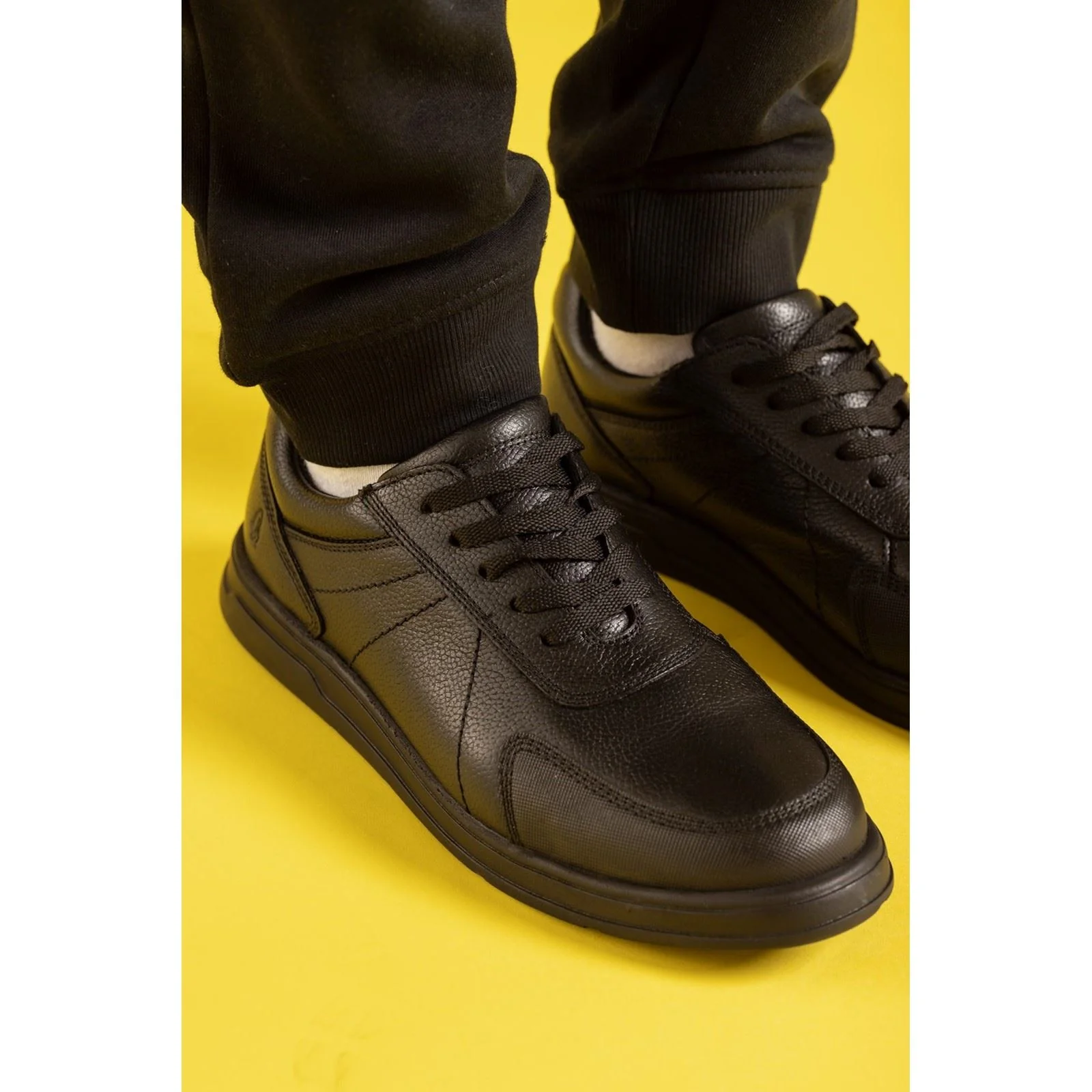 Hush Puppies Robert Leather Youth Black Lace-Up Shoes - Image 5