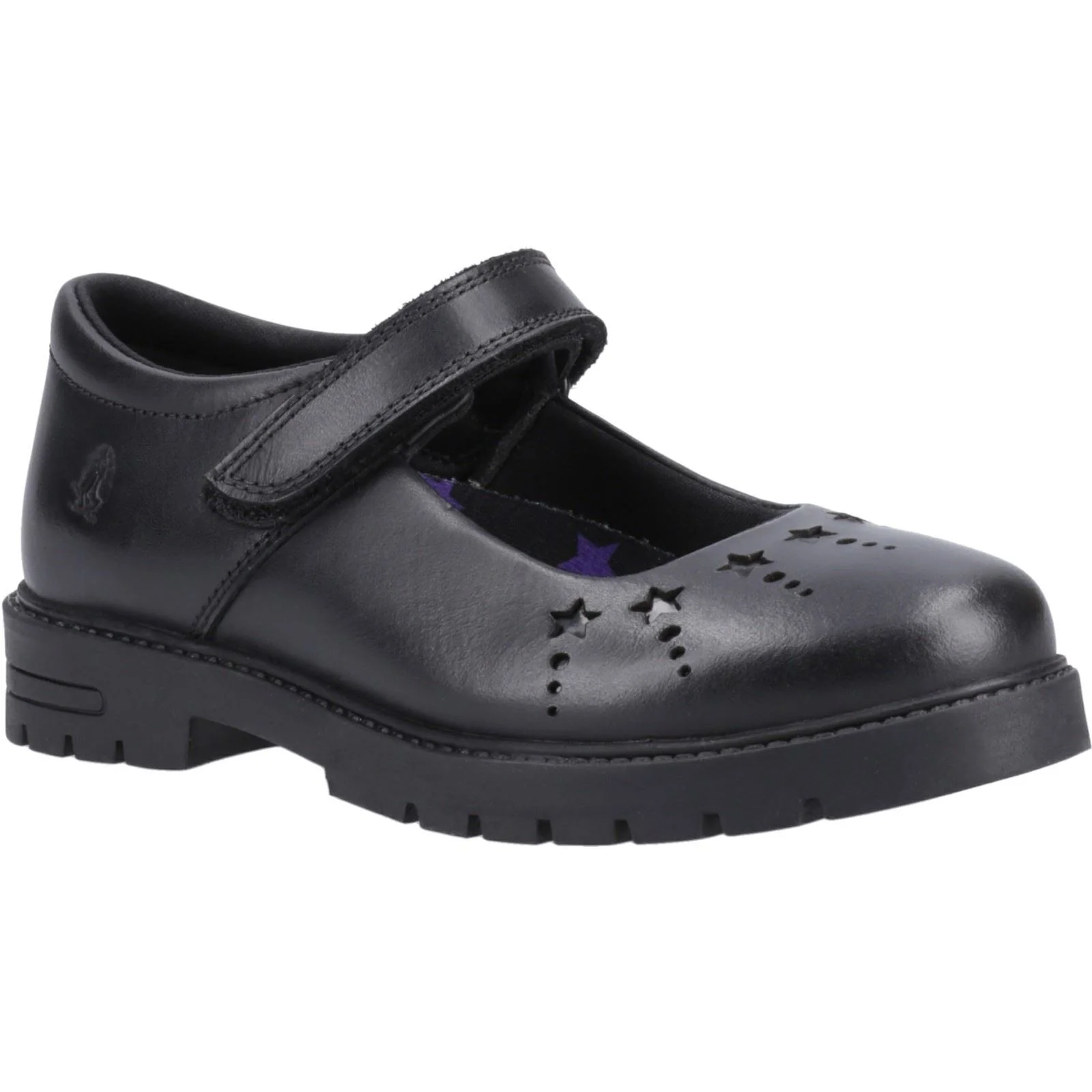 Hush Puppies Sabrina Leather Youth Black Shoes