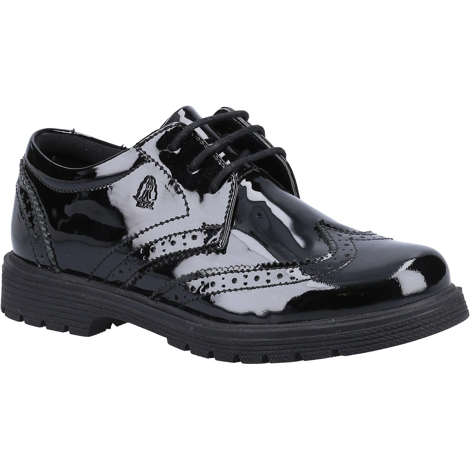 Hush Puppies Sally Youth Black Patent Leather Brogues
