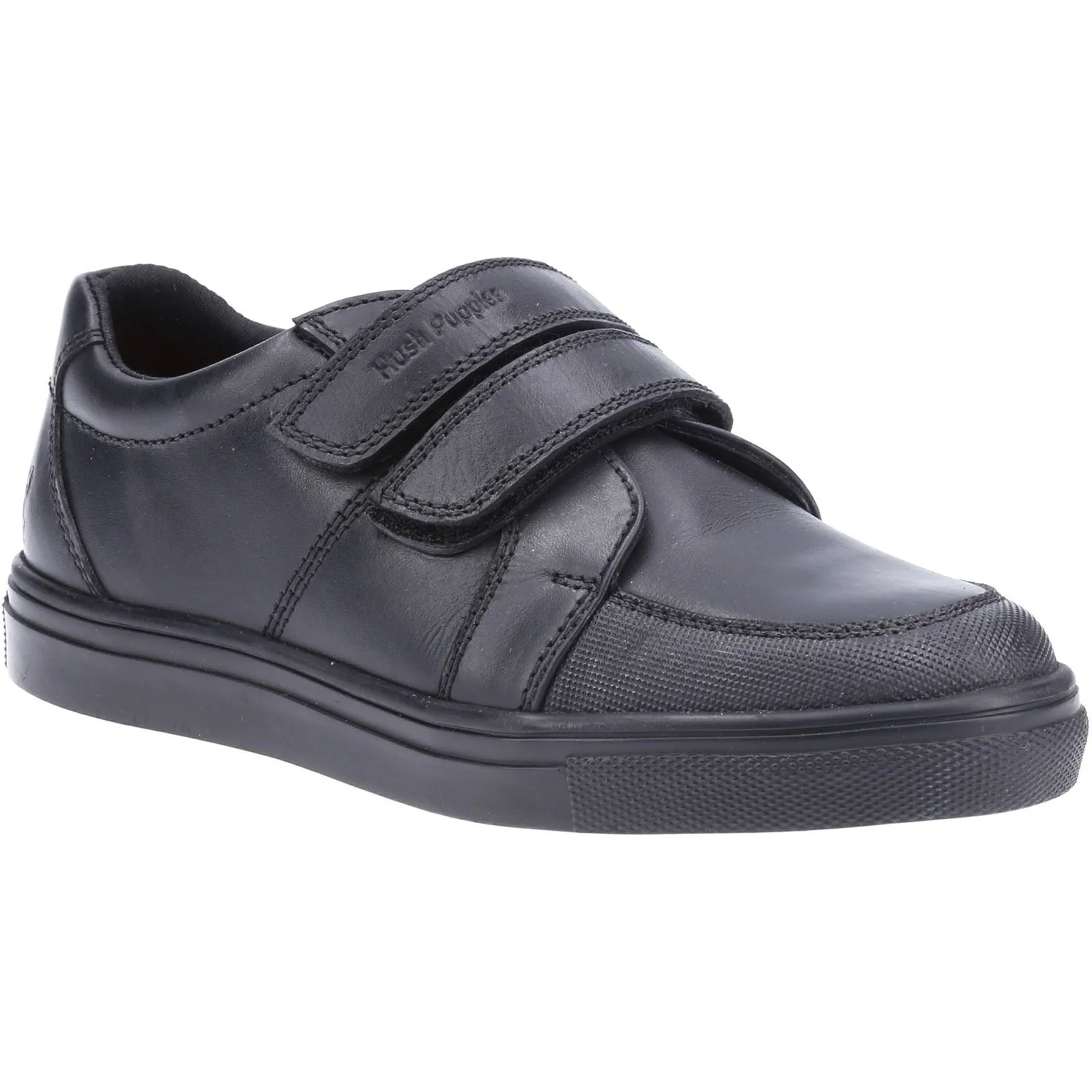 Hush Puppies Santos Youth Boys Black Leather Shoes