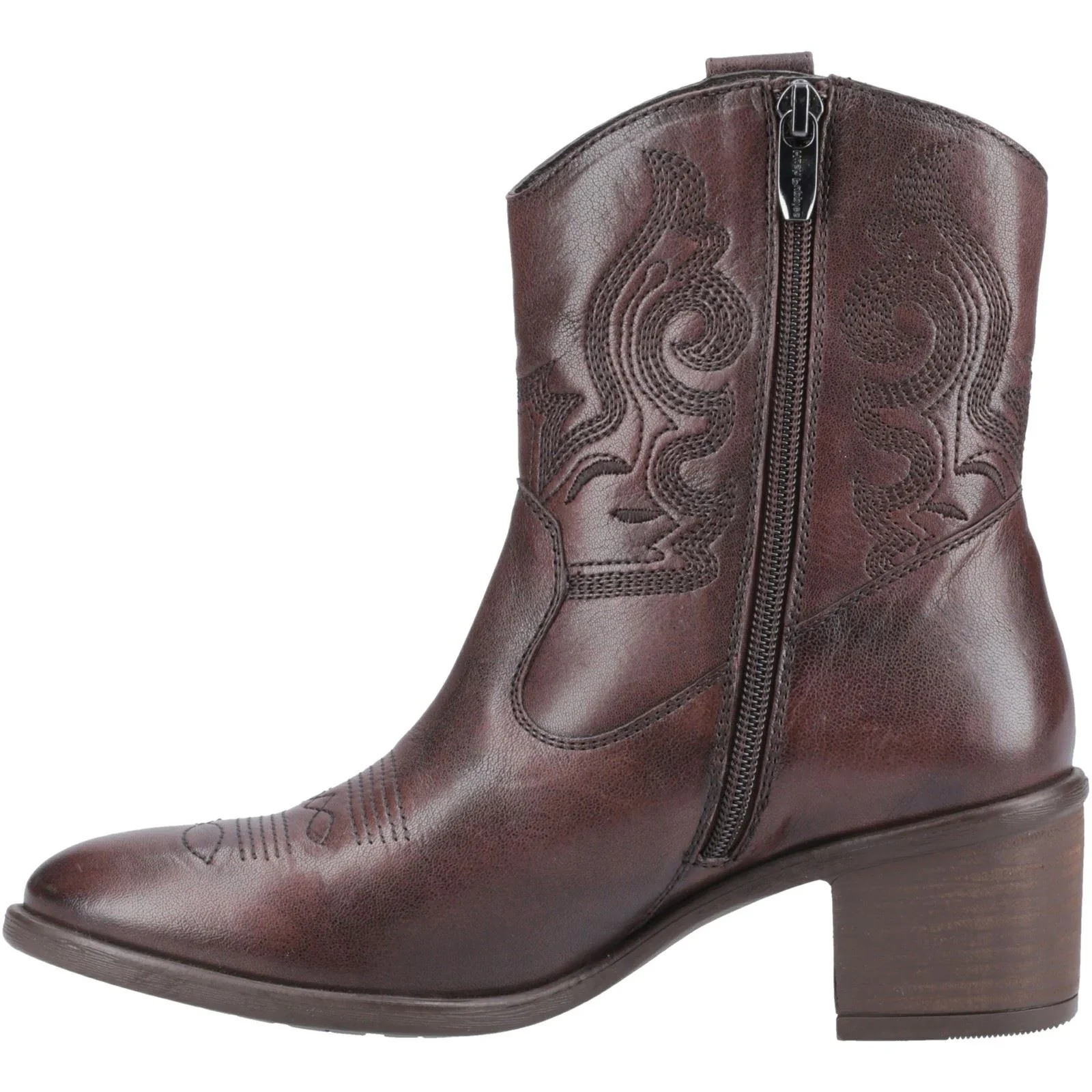 Hush Puppies Wynn Leather Women's Chocolate Heeled Ankle Boots - Image 4