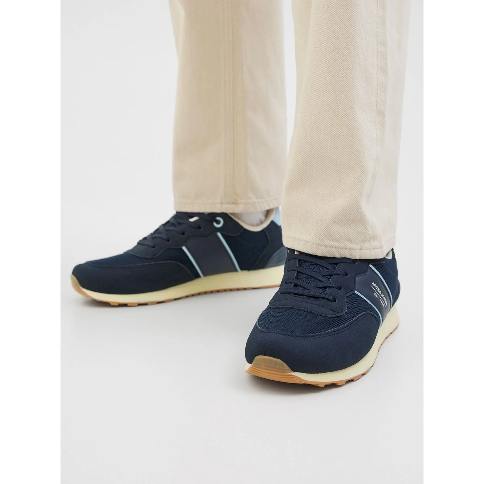Jack & Jones Spirit Runner Polyurethane Men's Navy Blazer/Glacier Ice Trainers - Image 8
