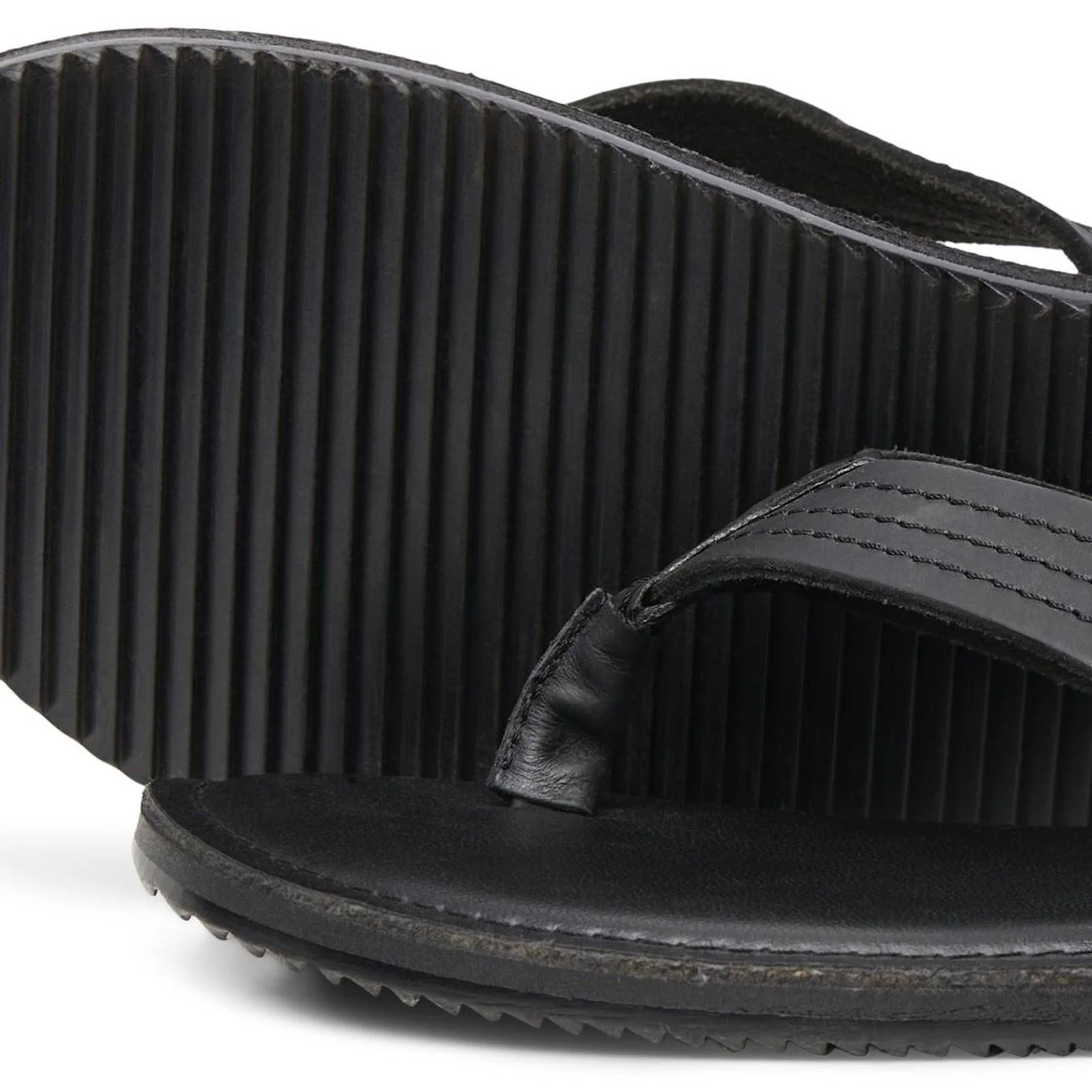 Jack & Jones Washton Leather Men's Anthracite Flip Flops - Image 4