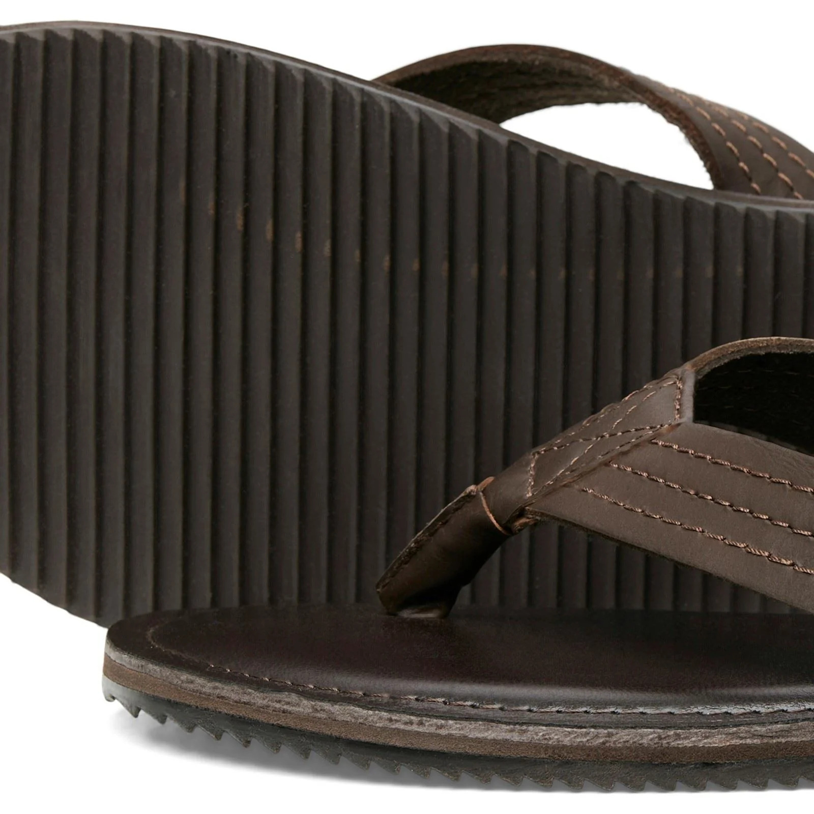 Jack & Jones Washton Leather Men's Brown Stone Flip Flops - Image 5