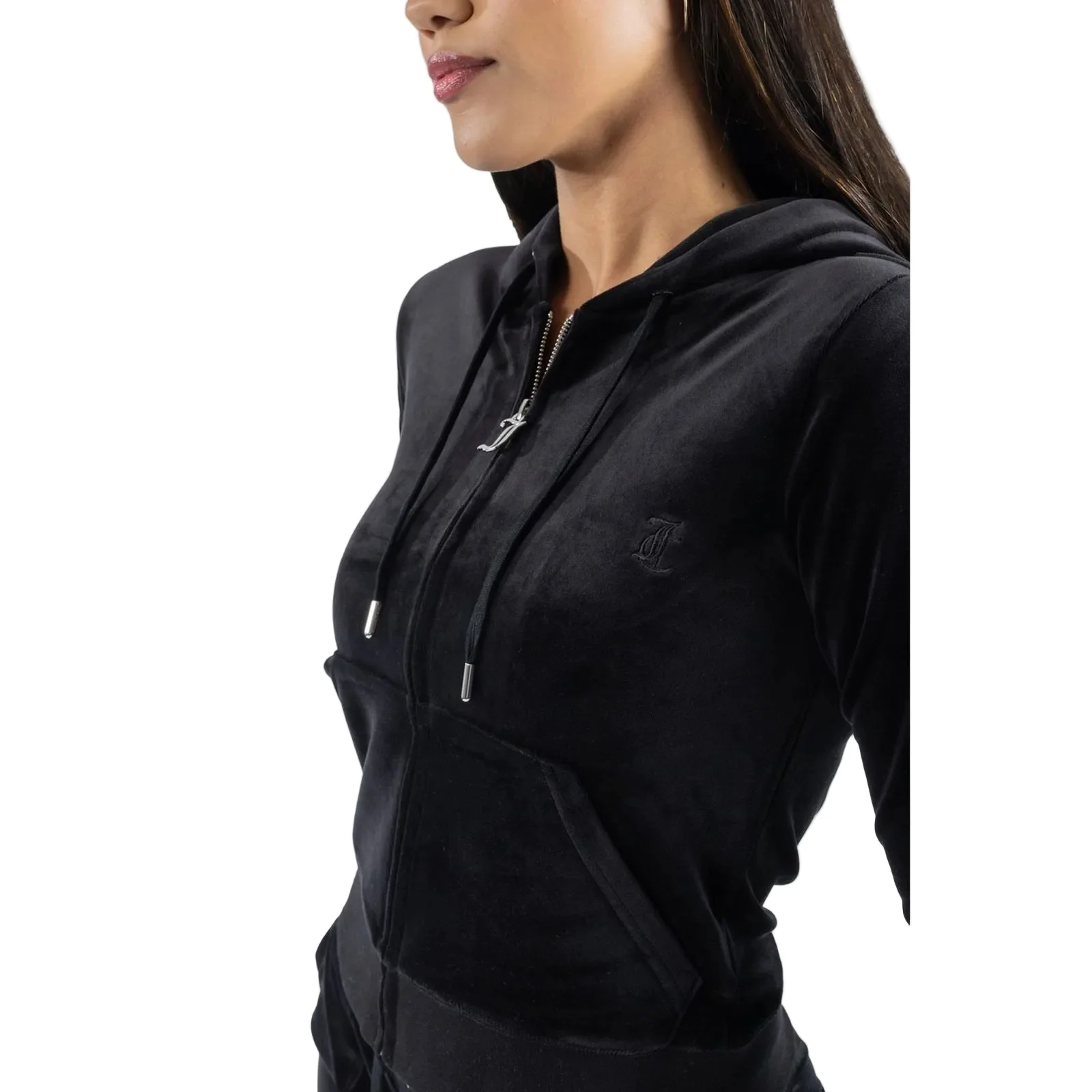 Juicy Couture Robertson Classic Jacket Polyester Women's Black Hooded Sweatshirt - Image 7