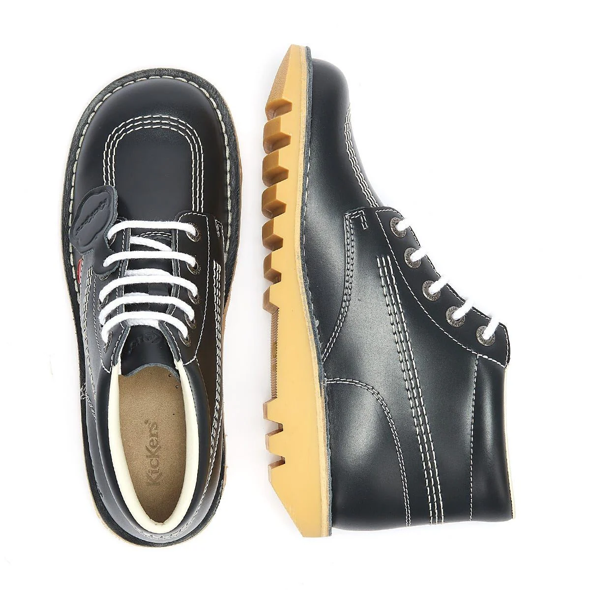 Kickers Kick Hi Core Leather Men's Navy/Natural Boots - Image 6