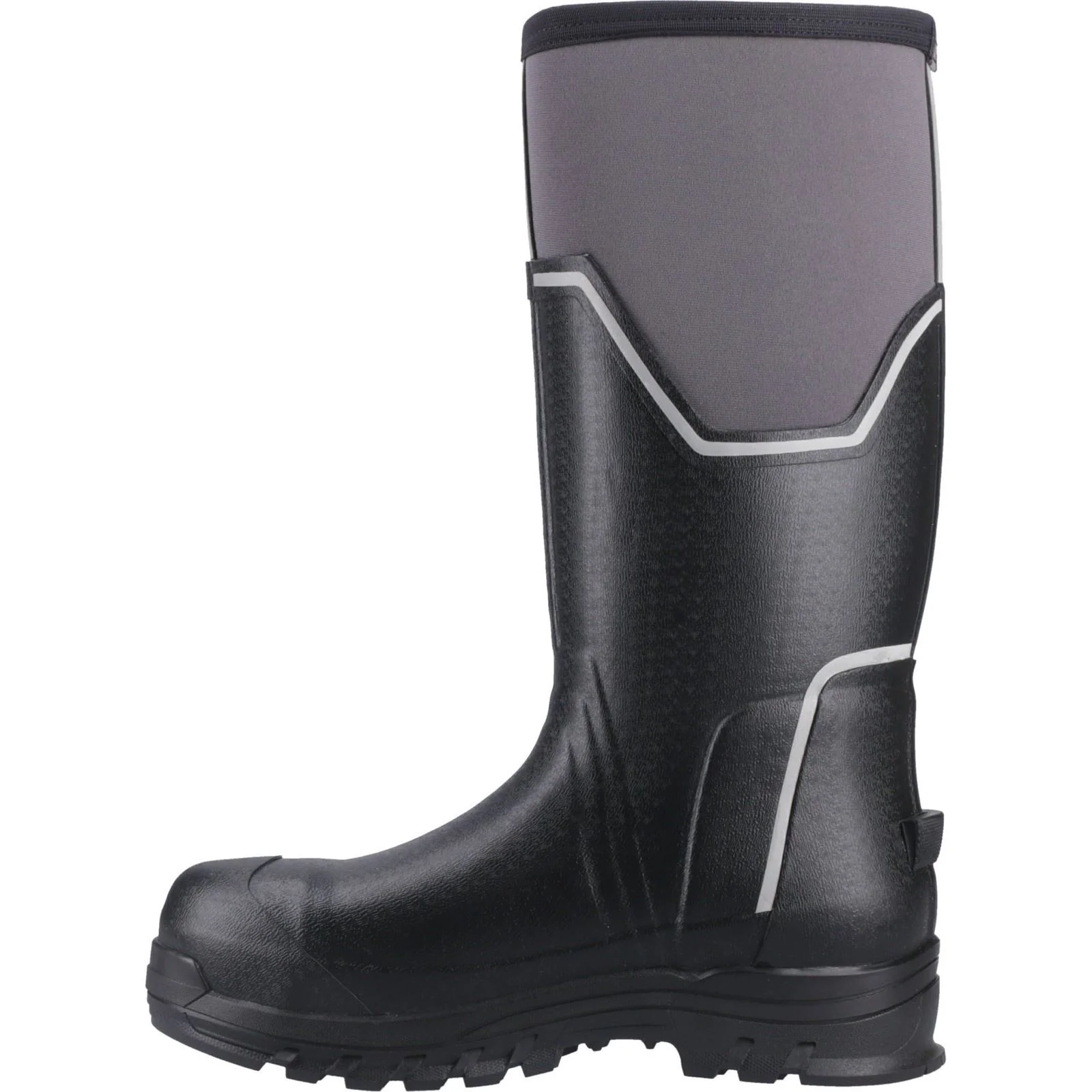 Muck Boots Grit S5 Rubber Men's Black/Grey Wellington Boots - Image 4