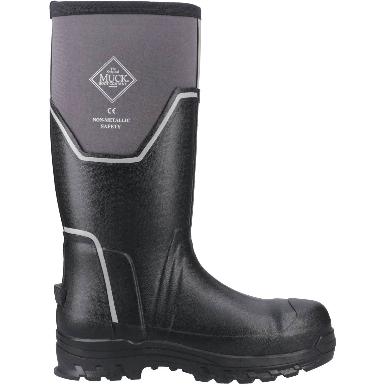 Muck Boots Grit S5 Rubber Men's Black/Grey Wellington Boots - Image 5