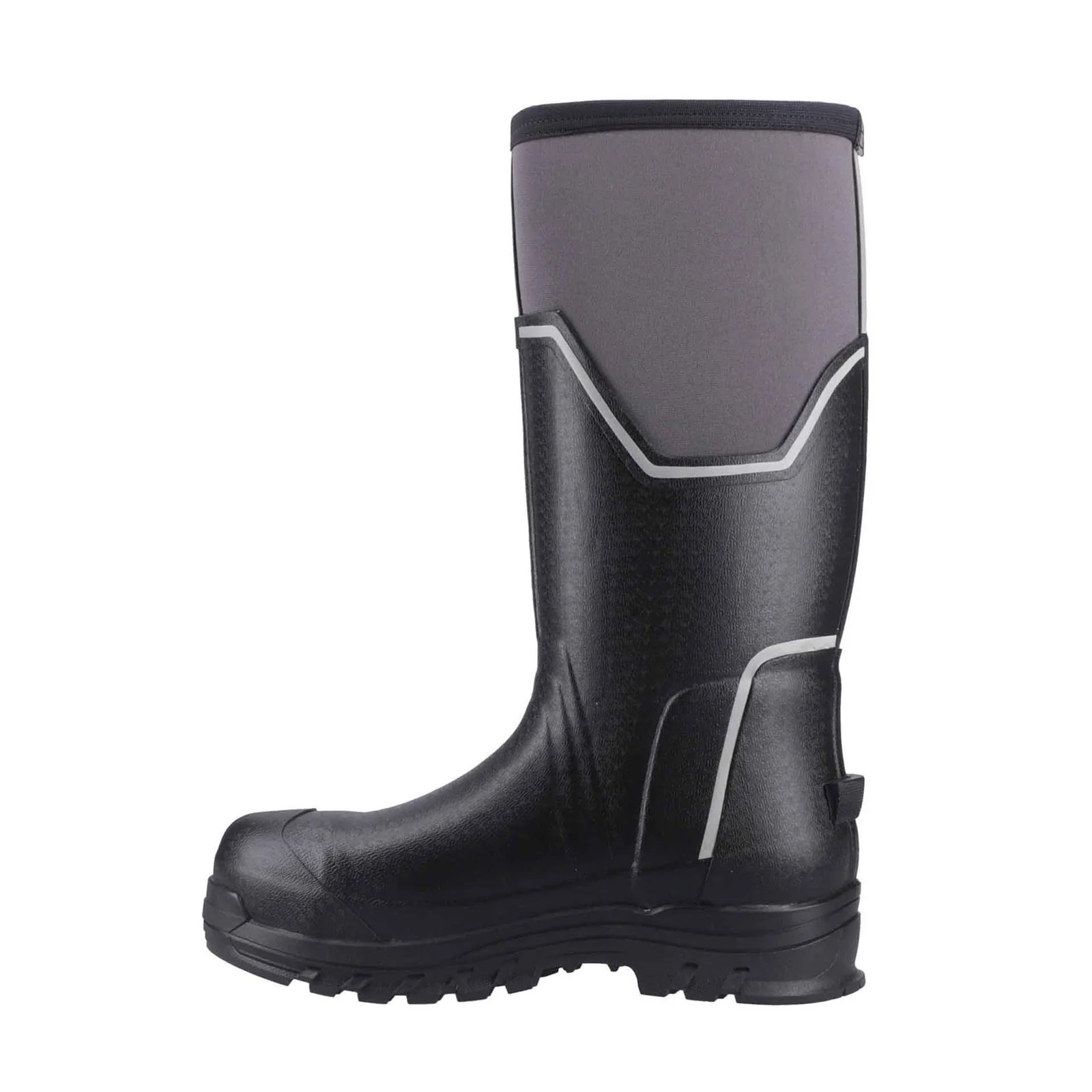Muck Boots Grit S5 Rubber Men's Black/Grey Wellington Boots - Image 8