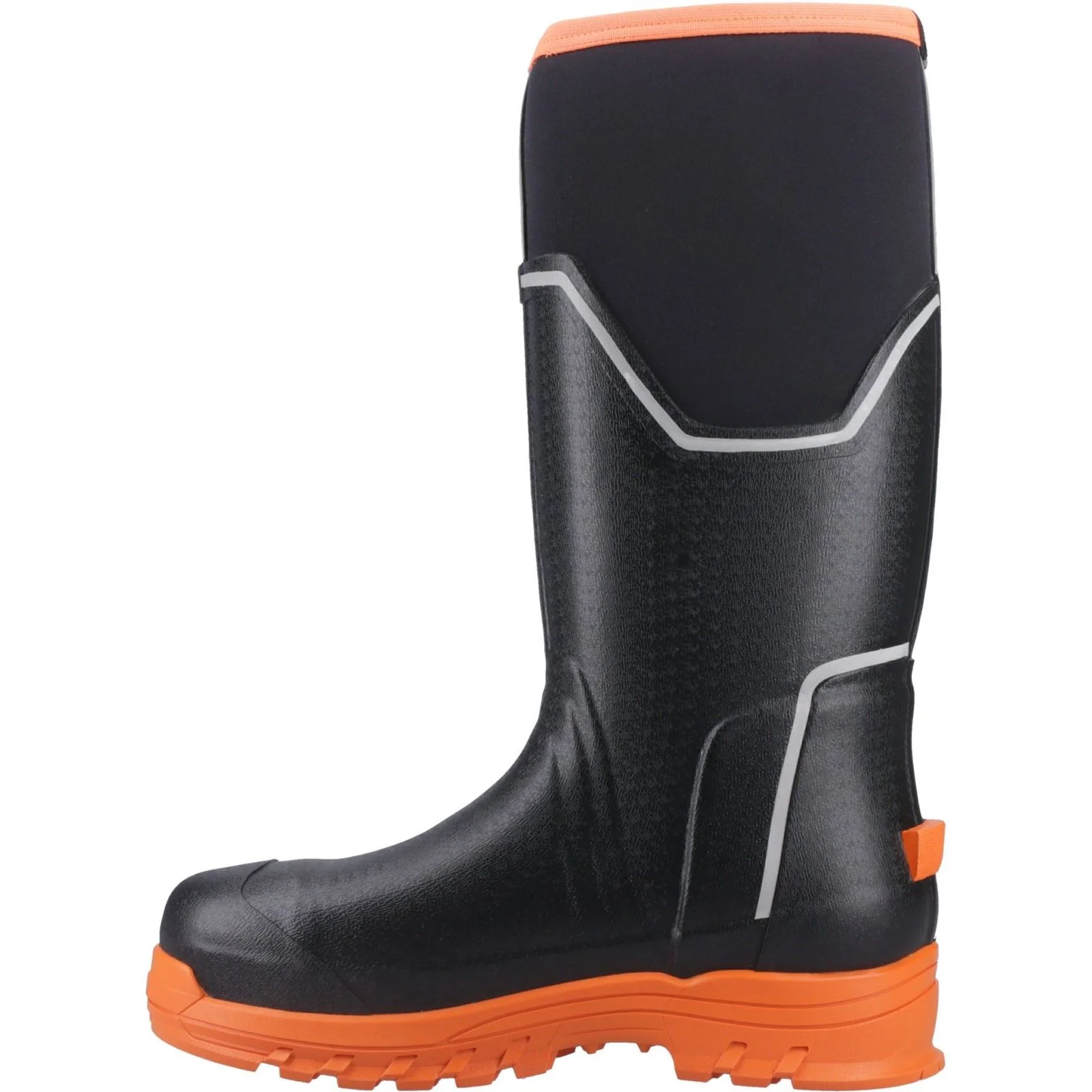Muck Boots Grit S5 Rubber Men's Black/Orange Wellington Boots - Image 4