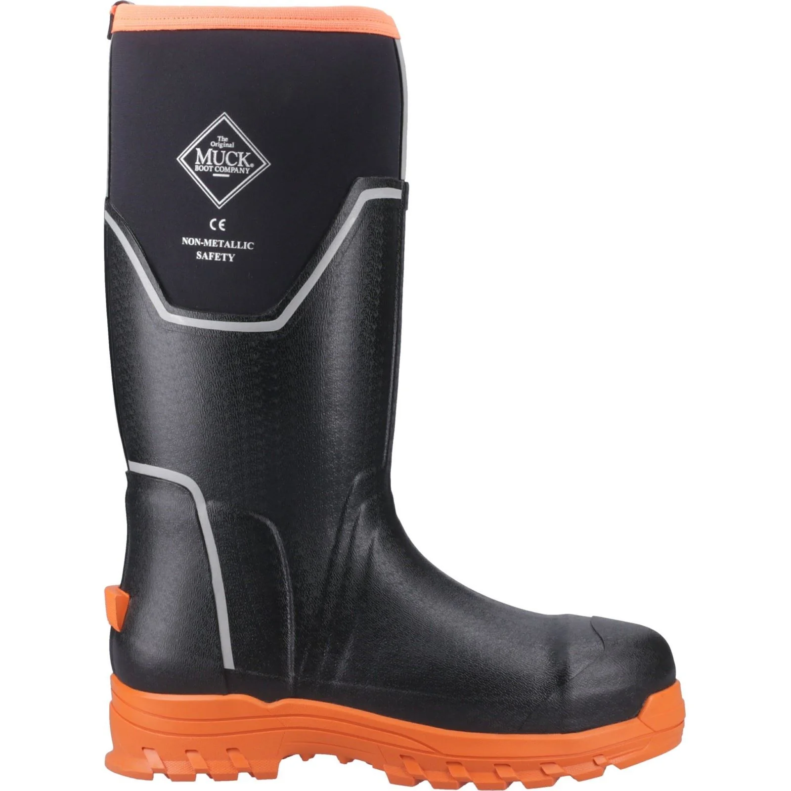 Muck Boots Grit S5 Rubber Men's Black/Orange Wellington Boots - Image 5