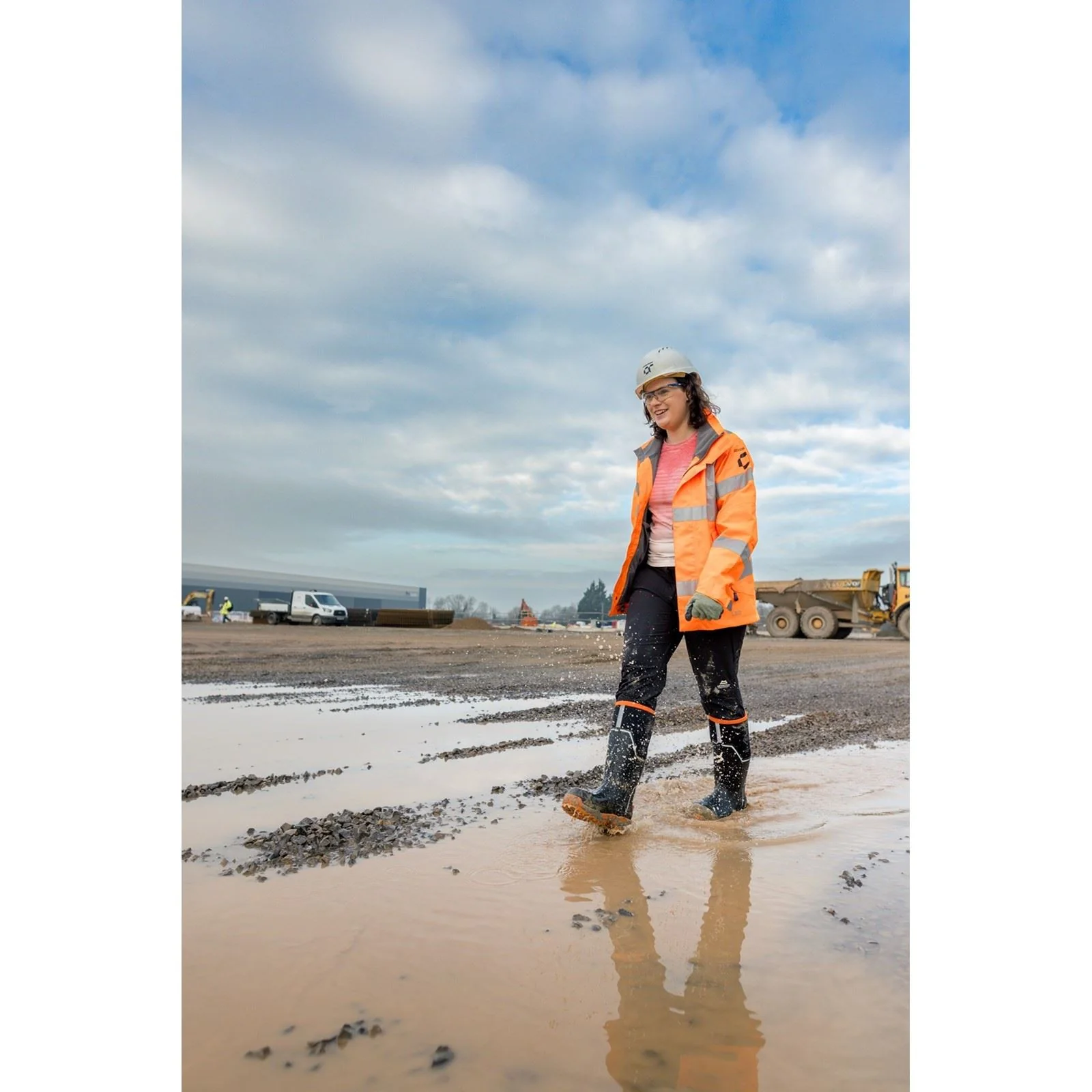 Muck Boots Grit S5 Rubber Women's Black/Orange Wellington Boots - Image 8