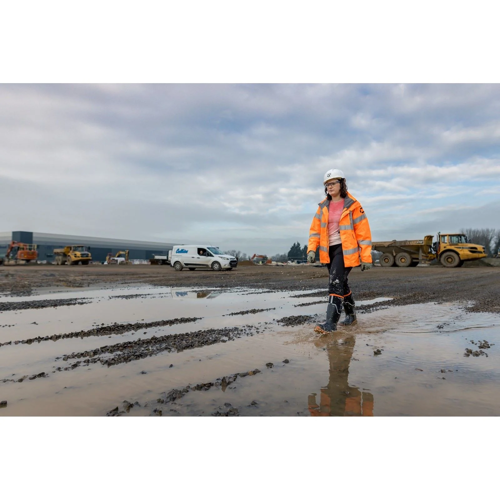 Muck Boots Grit S5 Rubber Women's Black/Orange Wellington Boots - Image 9