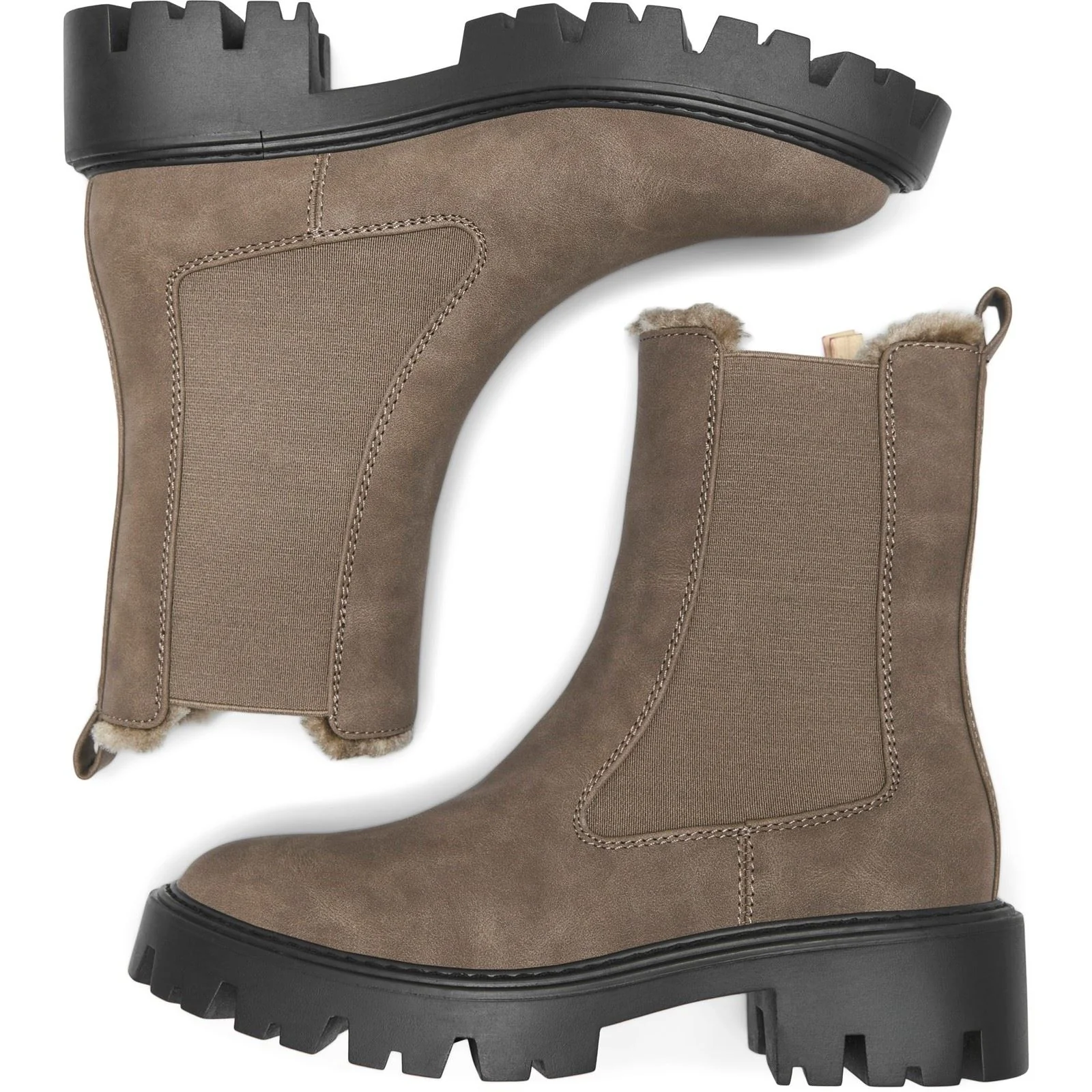 ONLY BETTY-9 WARM LINED Polyurethane Women's Brown Stone Heeled Ankle Boots - Image 3