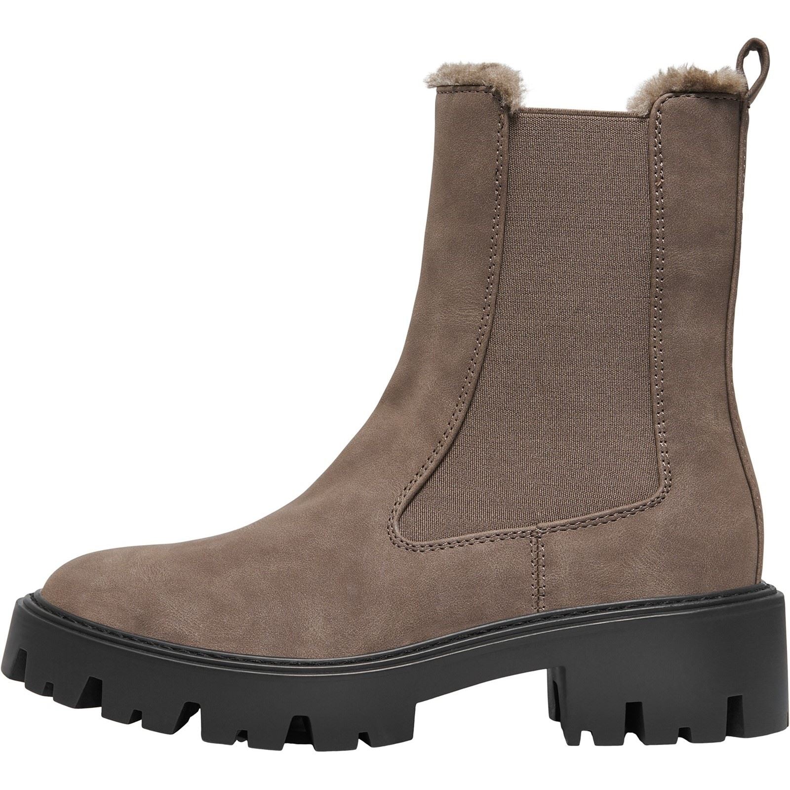ONLY BETTY-9 WARM LINED Polyurethane Women's Brown Stone Heeled Ankle Boots - Image 4