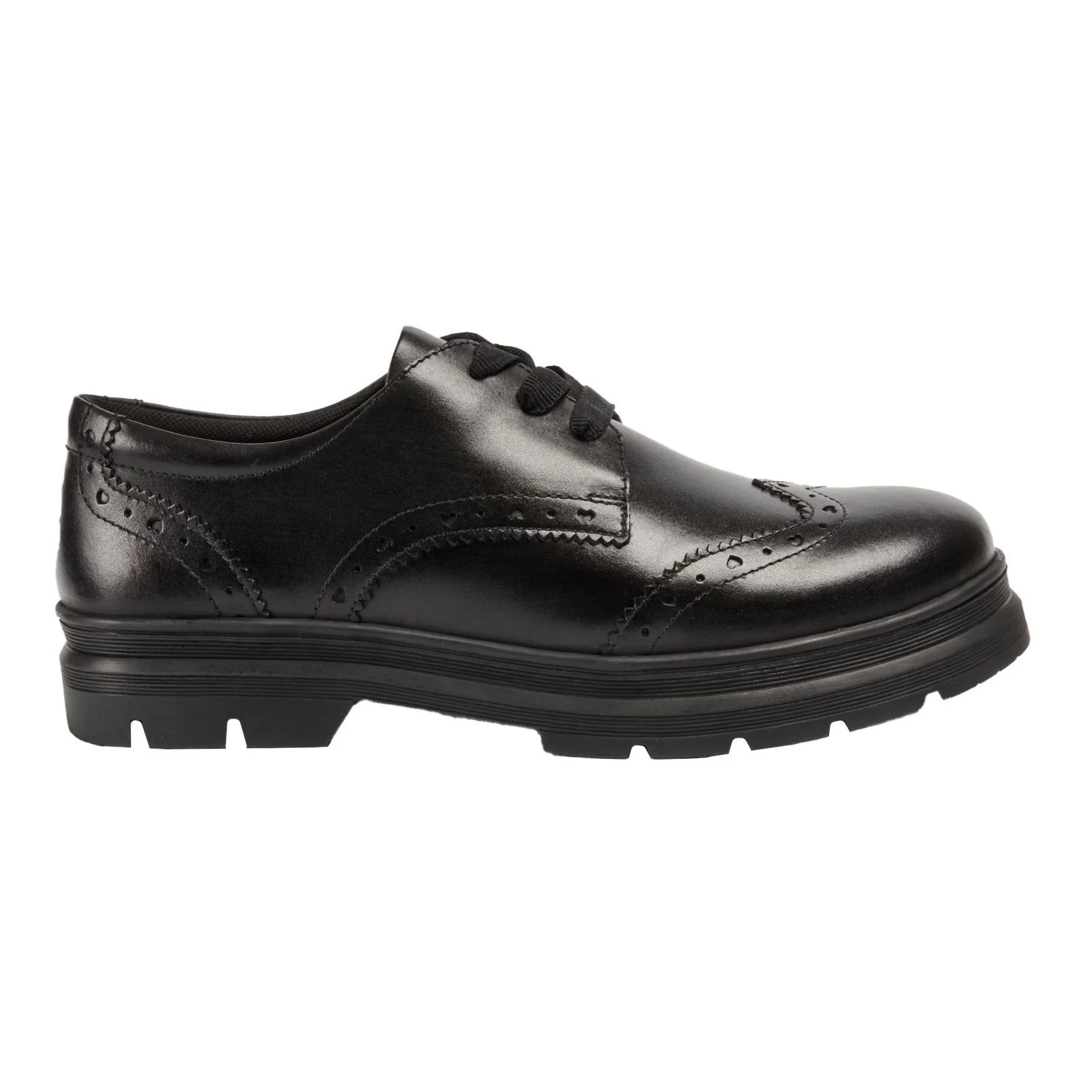 Pod Fiona Smooth Leather Youth Black Brogues - Image 5