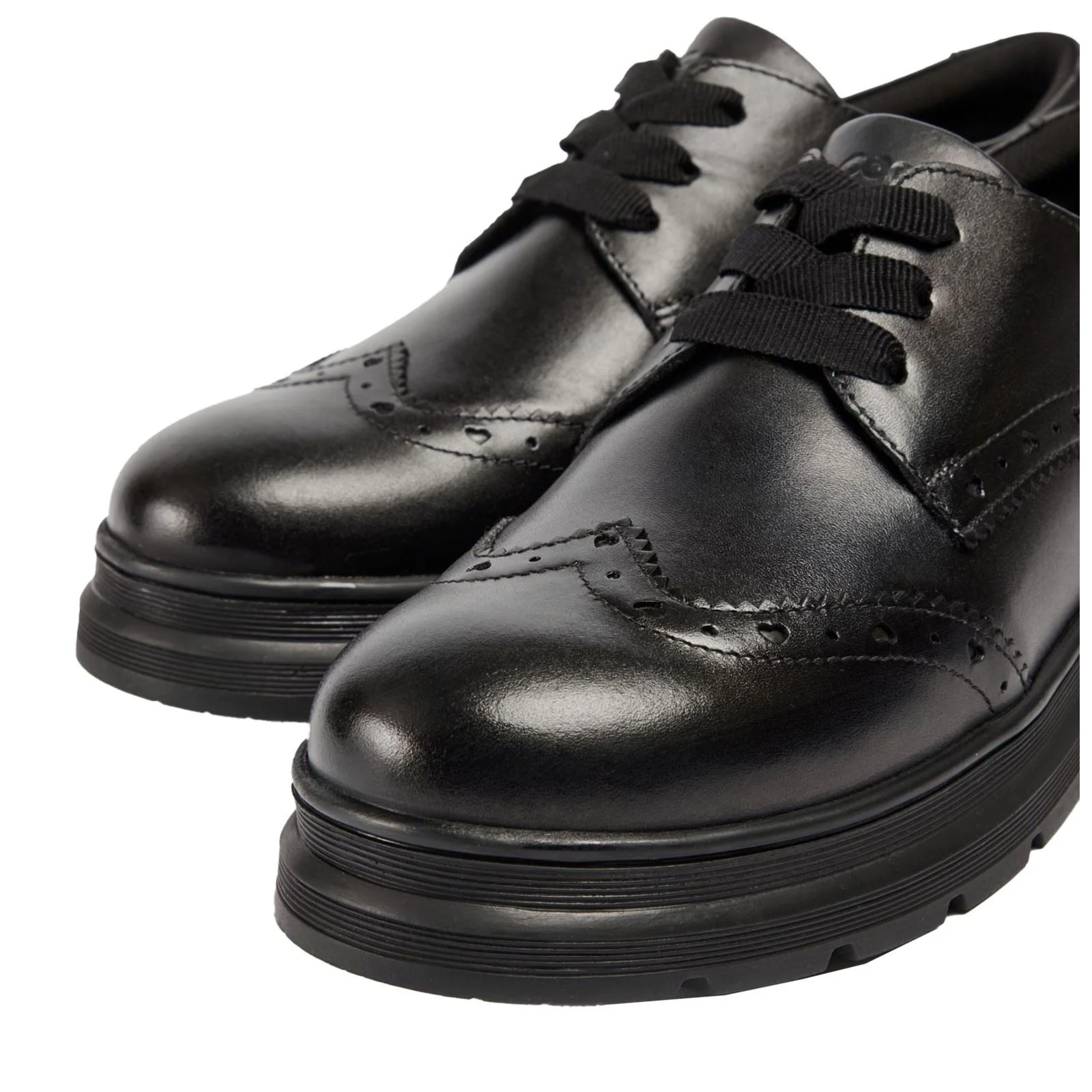 Pod Fiona Smooth Leather Youth Black Brogues - Image 6