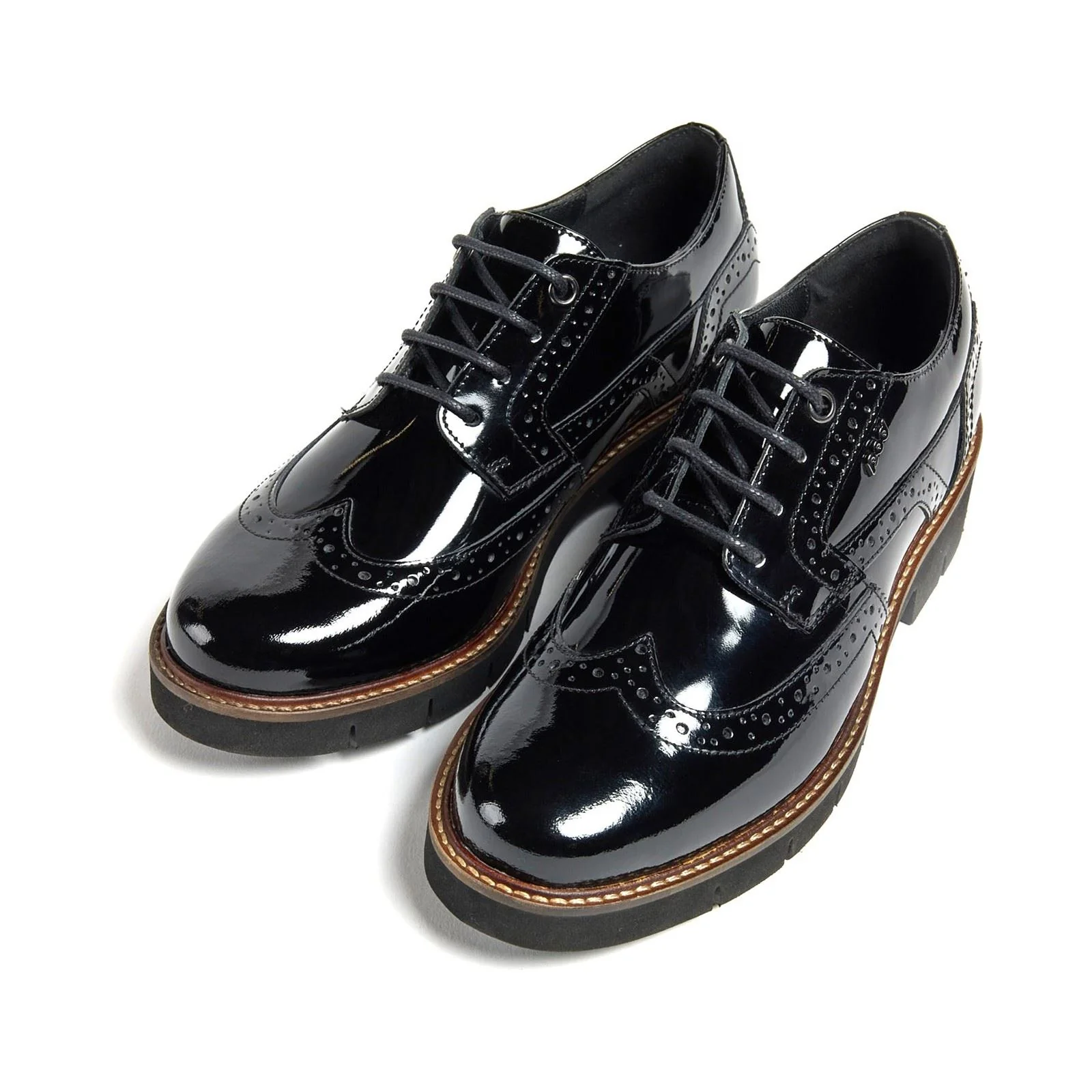 Pod Kacey Leather Women's Black Brogues Shoes - Image 5