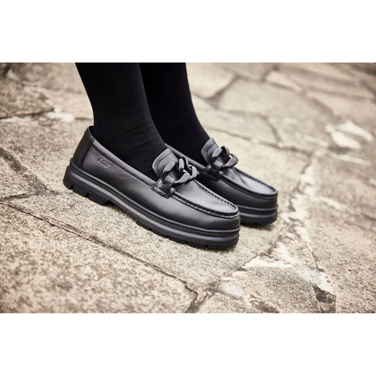 Pod Mina Leather Youth Black Loafers - Image 8