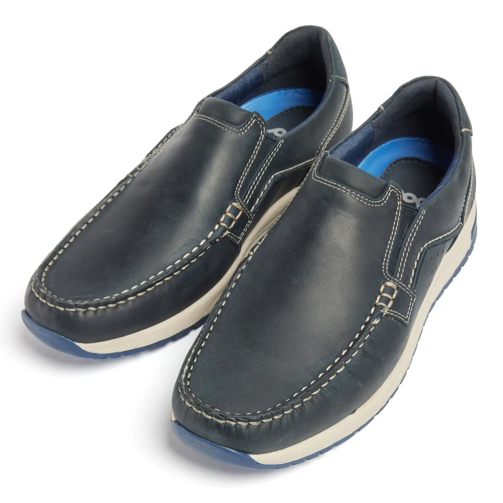 Pod Sean Leather Men's Navy Boat Shoes - Image 6