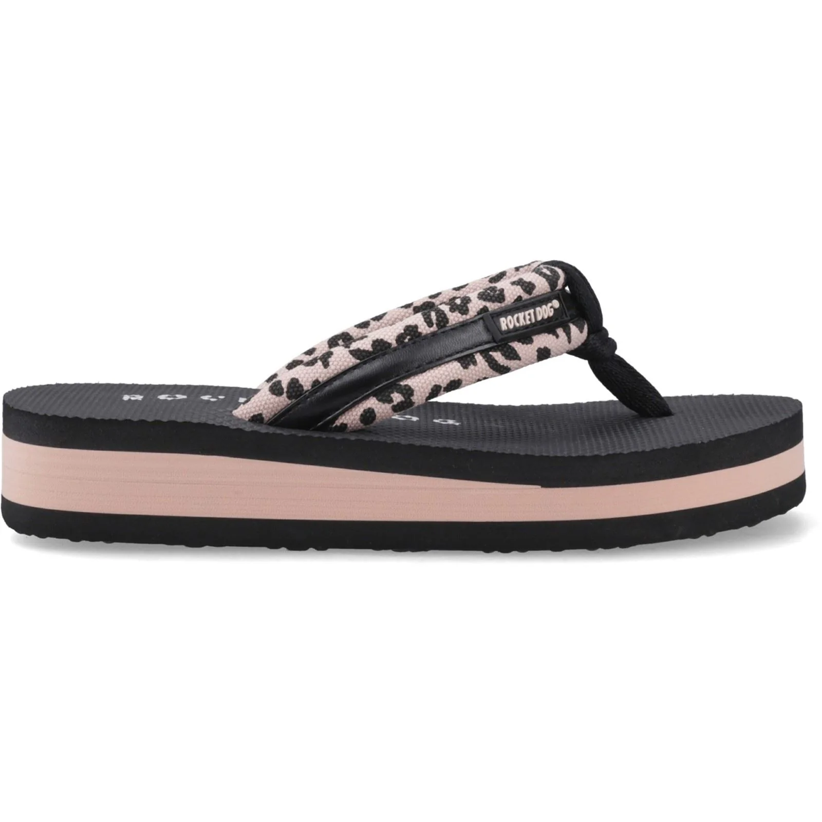 Rocket Dog Monica Leon Leopard Textile Women's Light Pink Sandals - Image 5