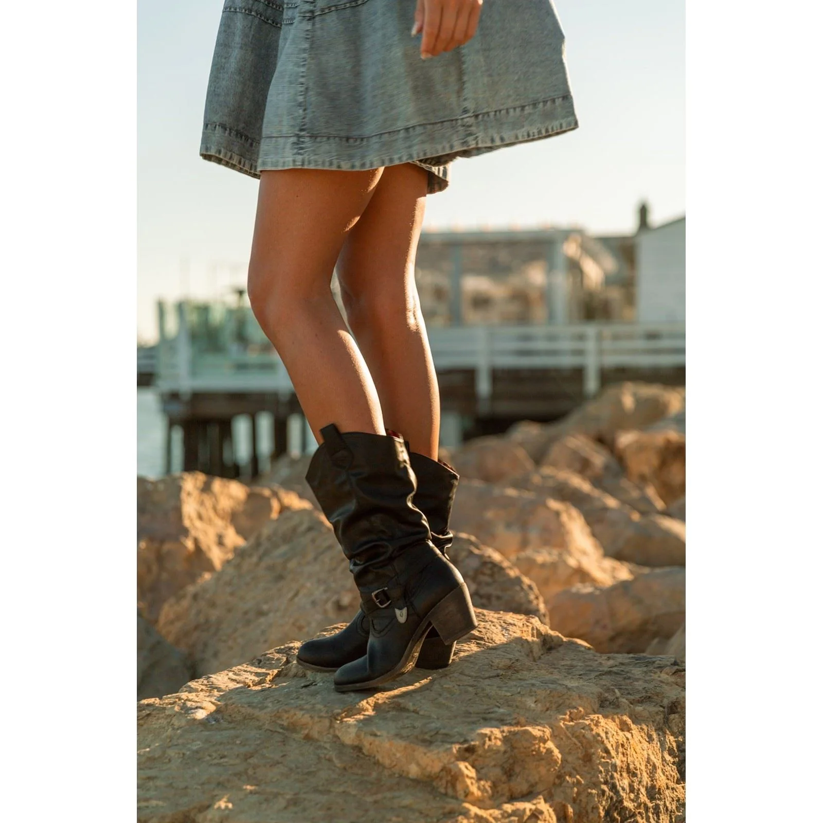 Rocket Dog Women's Sidestep Mid-Calf Western Boot in Black - Image 6