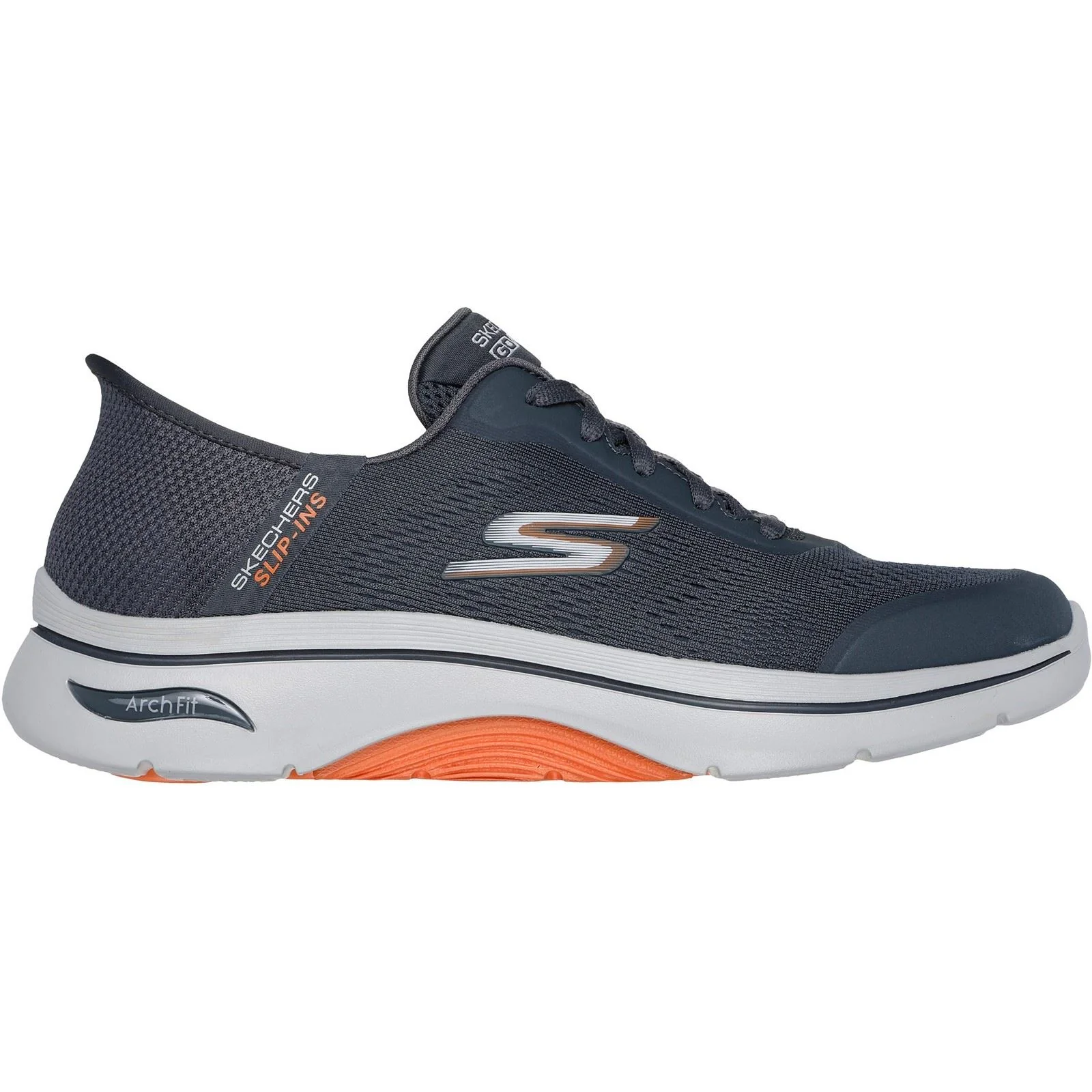 Skechers Men's Arch Fit 2.0 Simplicity 2 Shoes in Charcoal/Orange - Image 5