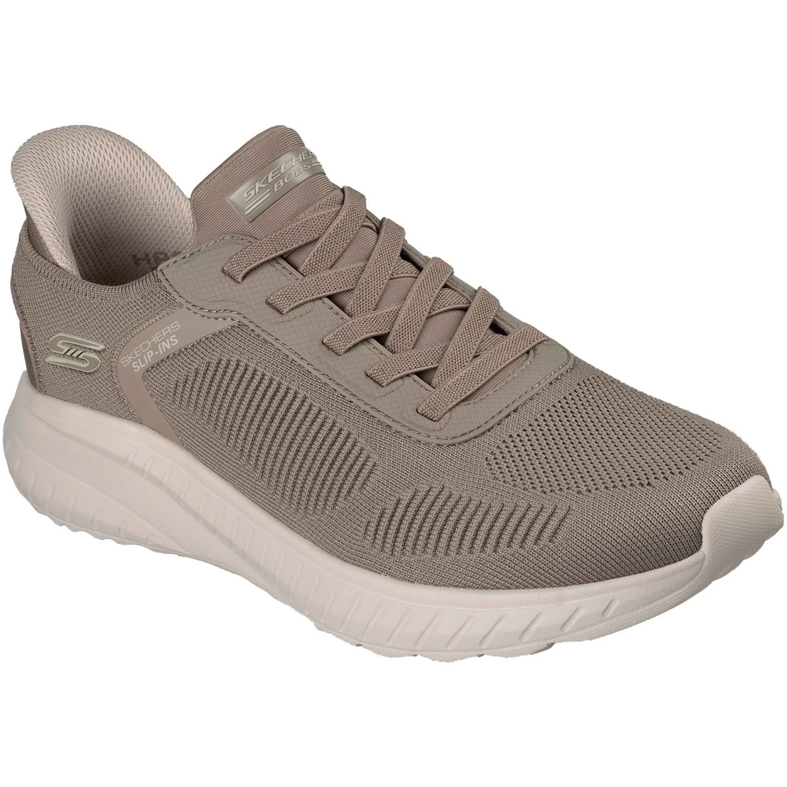 Skechers BOBS Sport Squad Chaos Solid Step Textile Men's Dark Taupe Standard Trainers