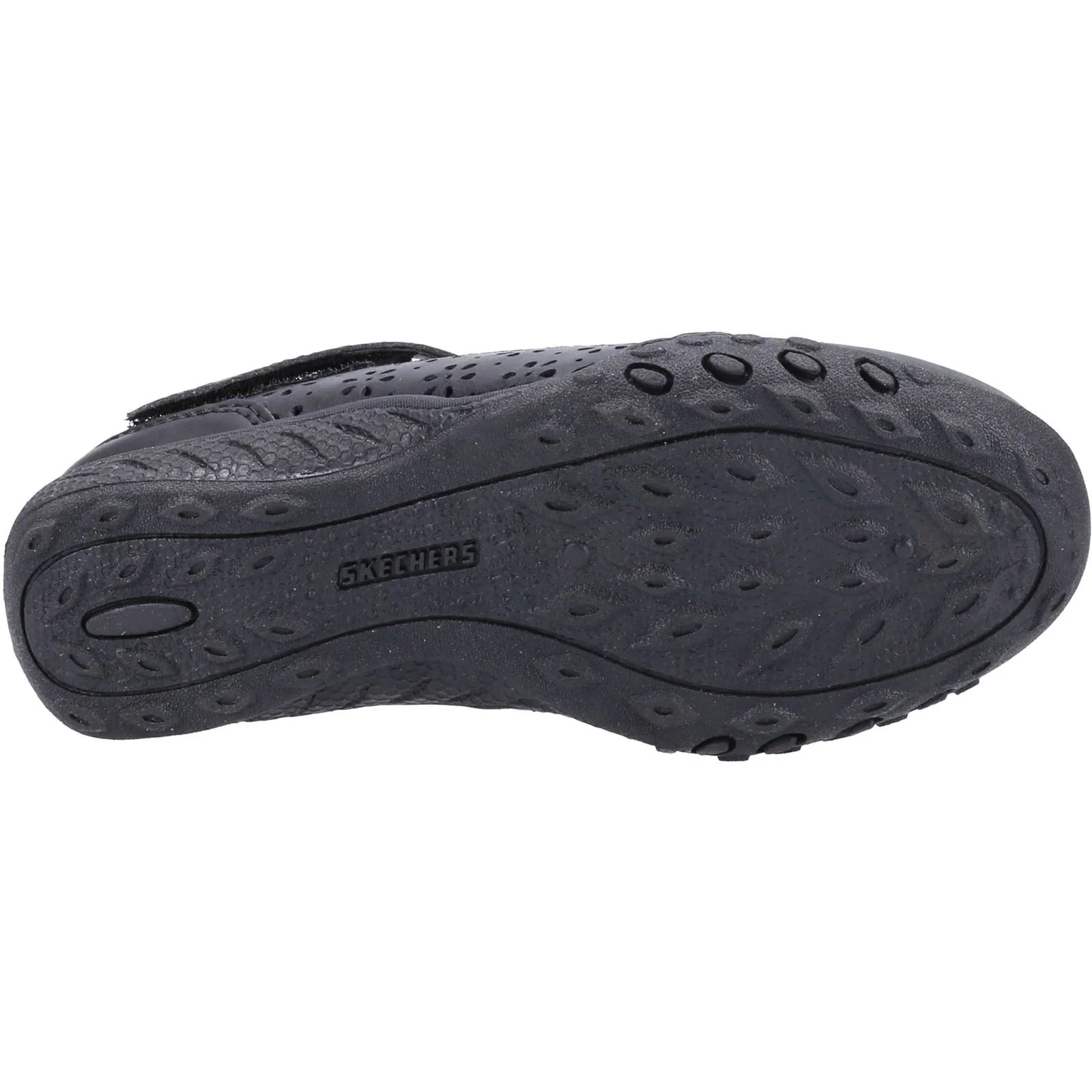 Skechers Breathe-Easy Playground Poppies Leather Junior Black Shoes - Image 3