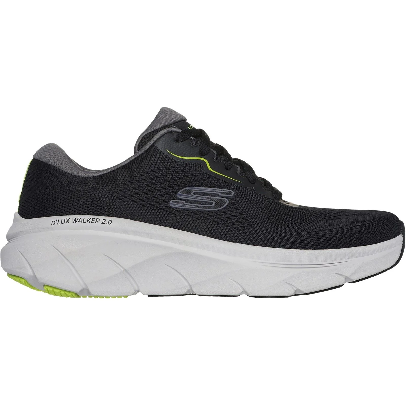 Skechers Men's D'Lux Walker 2.0 Trainers in Black /Lime - Image 4