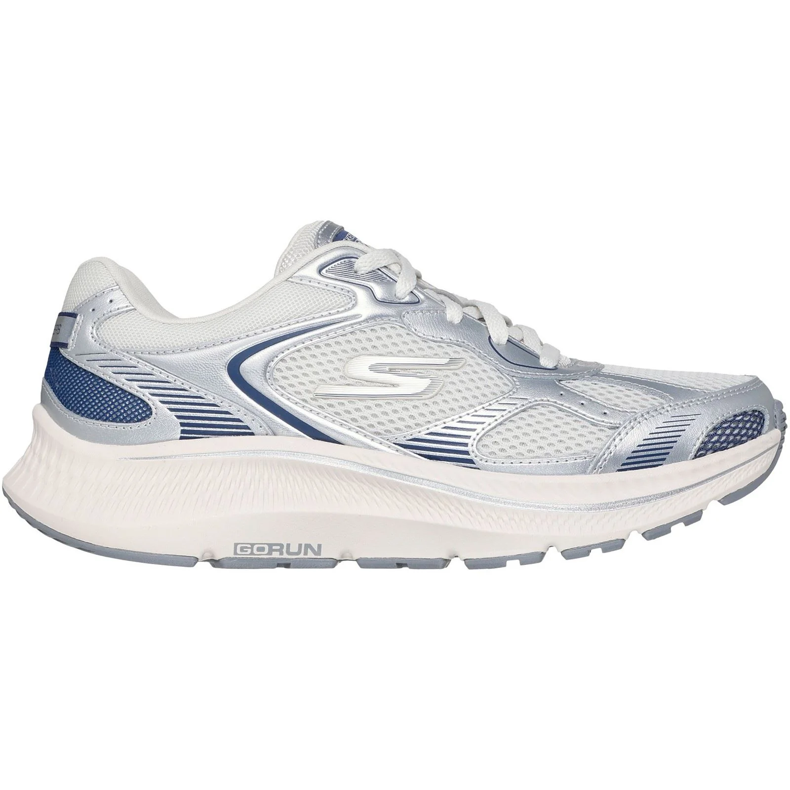 Skechers GO RUN Consistent 2.0 Volt Leather Women's Silver/Navy Trainers - Image 5