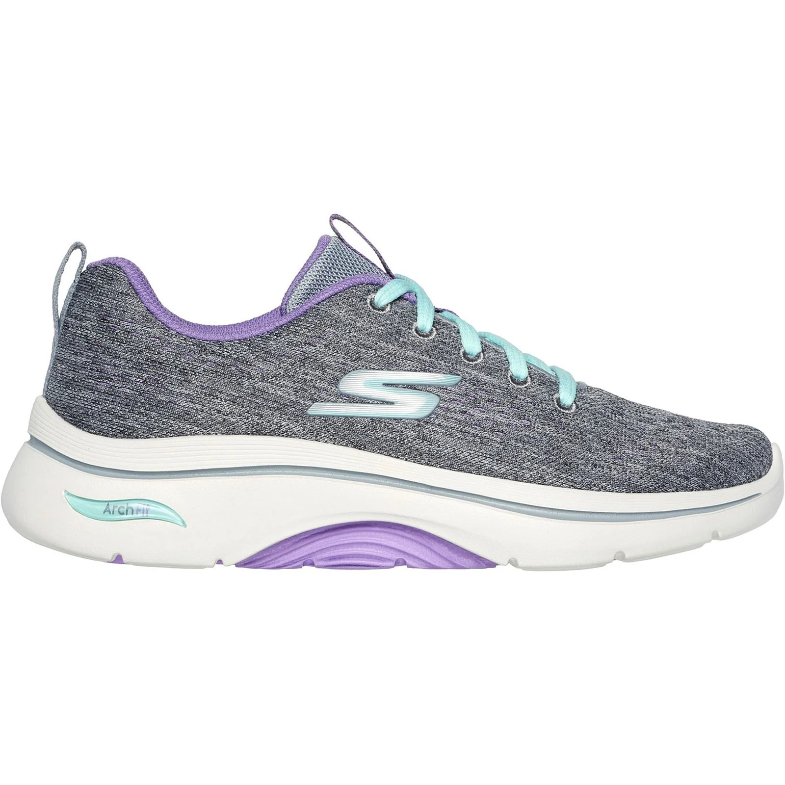 Skechers Women's GO WALK Arch Fit 2.0 Vivid Sunset Shoes in Grey/Lavender - Image 5