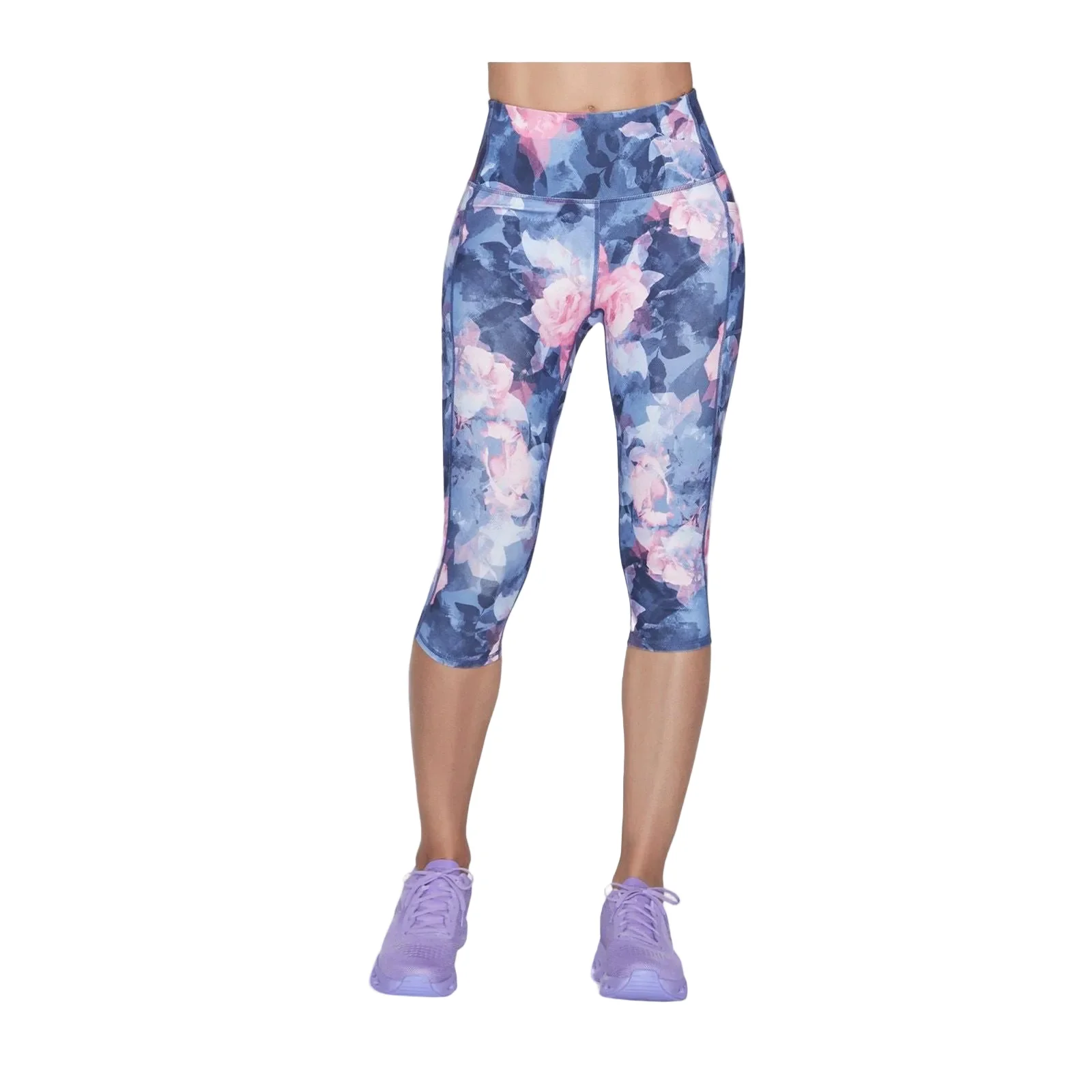 Skechers Performance GO WALK HW Summer Rose Capri Nylon Women's Blue Sports Leggings - Image 4