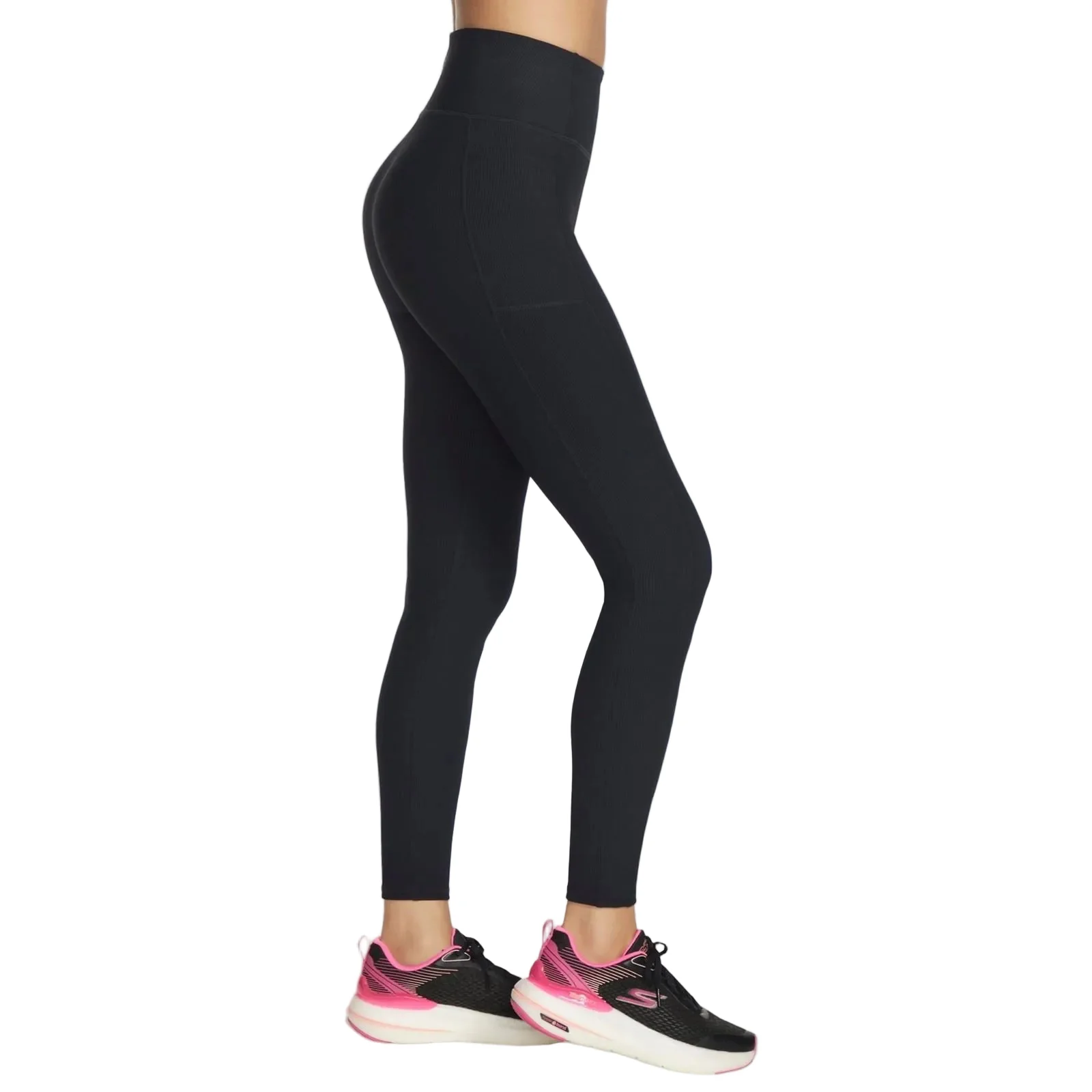Skechers Performance GOFLEX Rib Nylon Women's Black Sports Leggings - Image 3