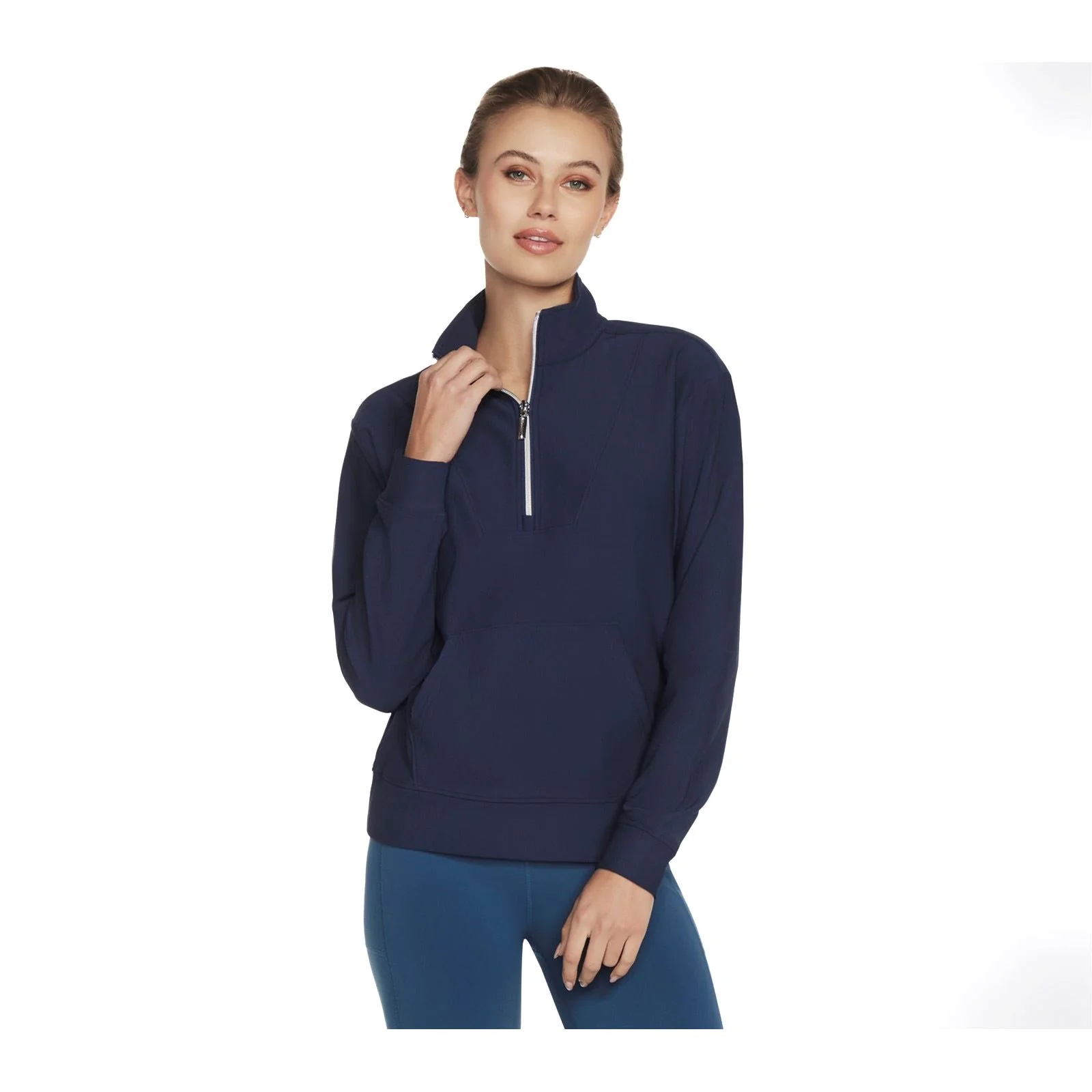 Skechers Performance GoLuxe Rib 1/4 Zip Polyester Women's Blue Pullover - Image 2