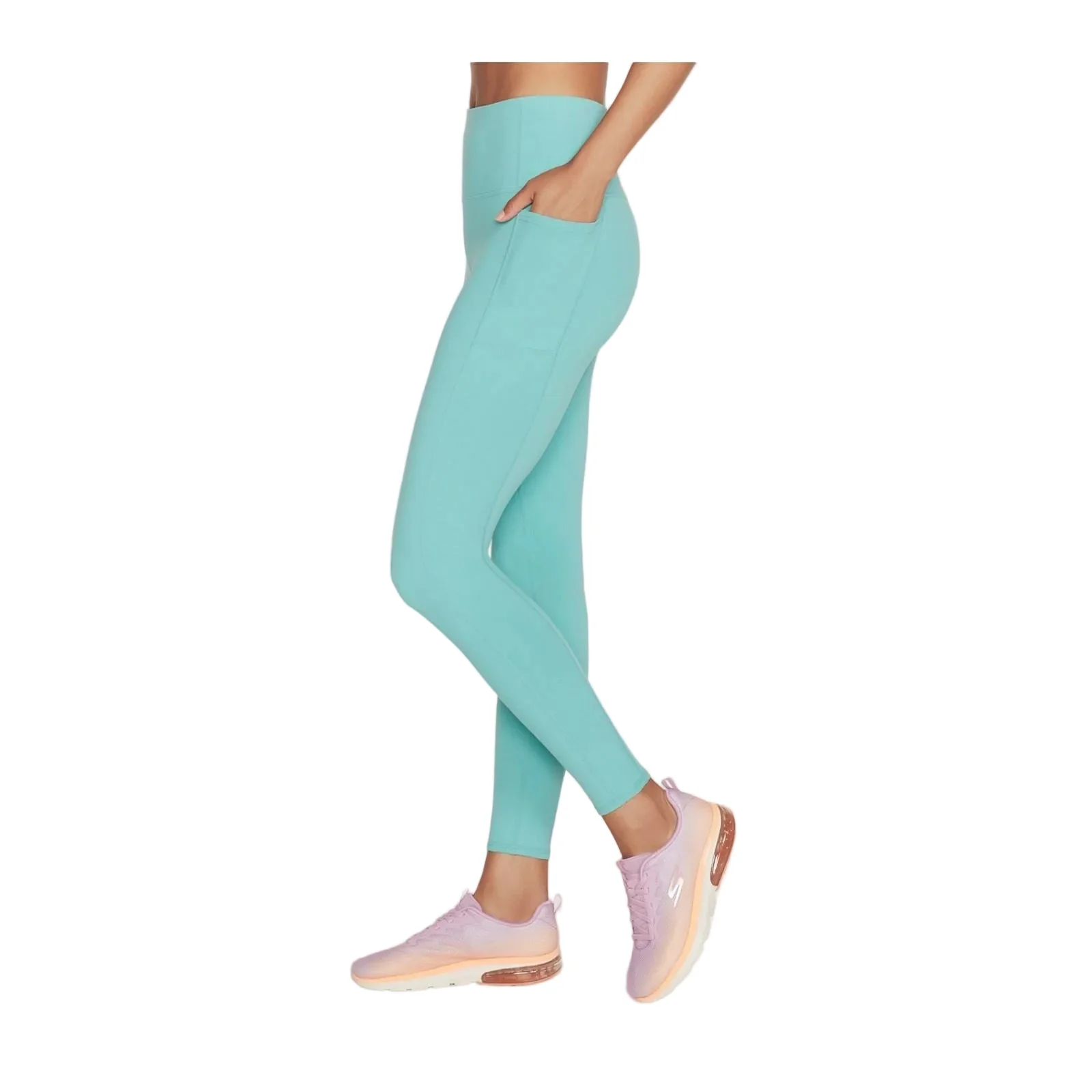 Skechers Performance GOWALK Wear High Waisted Nylon Women's Light Turquoise Sports Leggings - Image 3