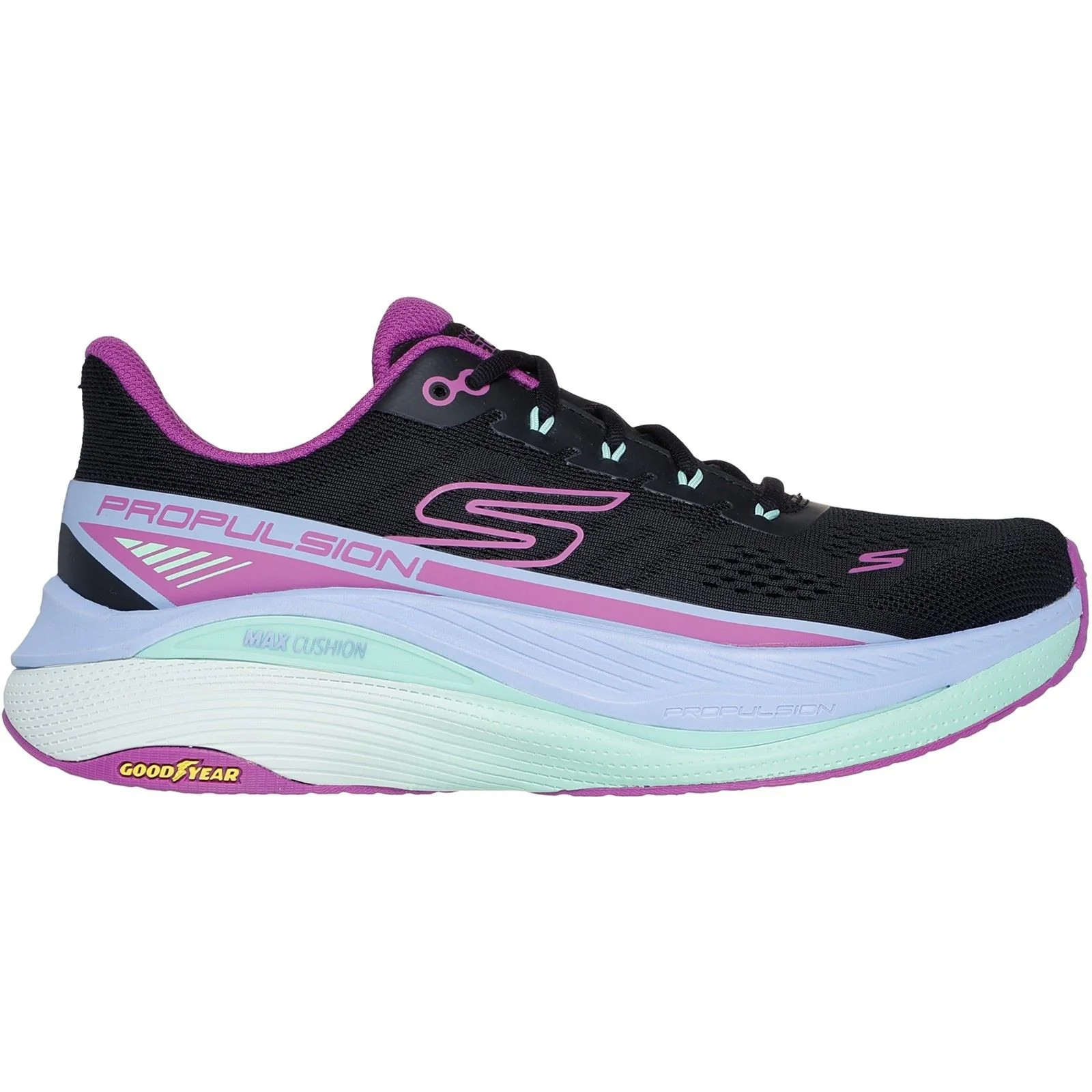 Skechers Performance Max Cushioning Propulsion Textile Women's Black/Purple Trainers - Image 5